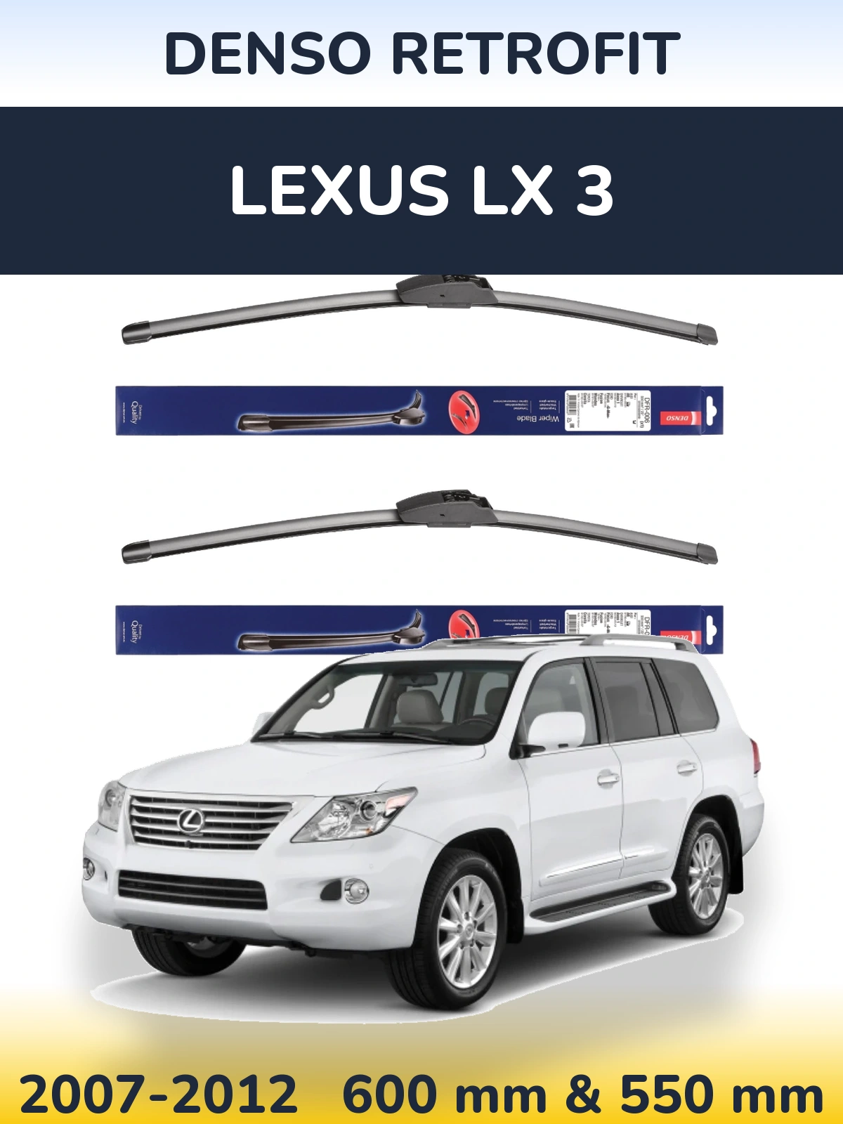 Sada předních stěračů Denso Retrofit 600 a 550 mm pro Lexus LX 3 2007-2012