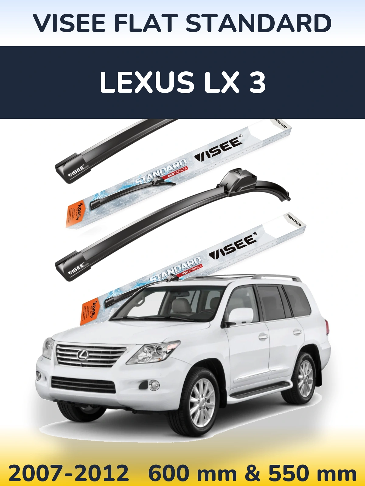 Sada předních stěračů VISEE FLAT STANDARD 600 a 550 mm pro Lexus LX 3 2007-2012