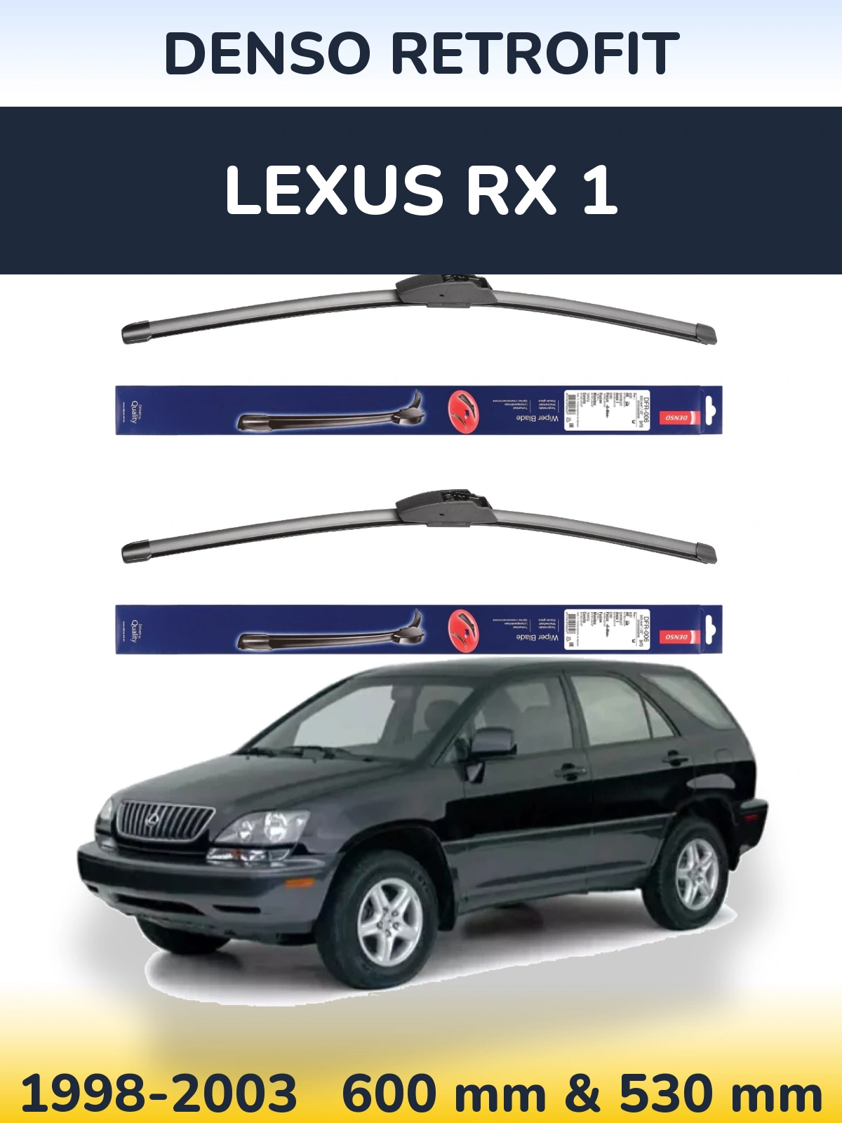 Sada předních stěračů Denso Retrofit 600 a 530 mm pro Lexus RX 1 1998-2003