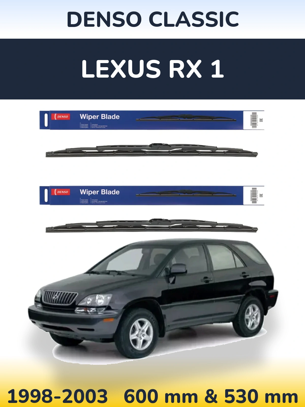 Sada předních stěračů Denso Classic 600 a 530 mm pro Lexus RX 1 1998-2003