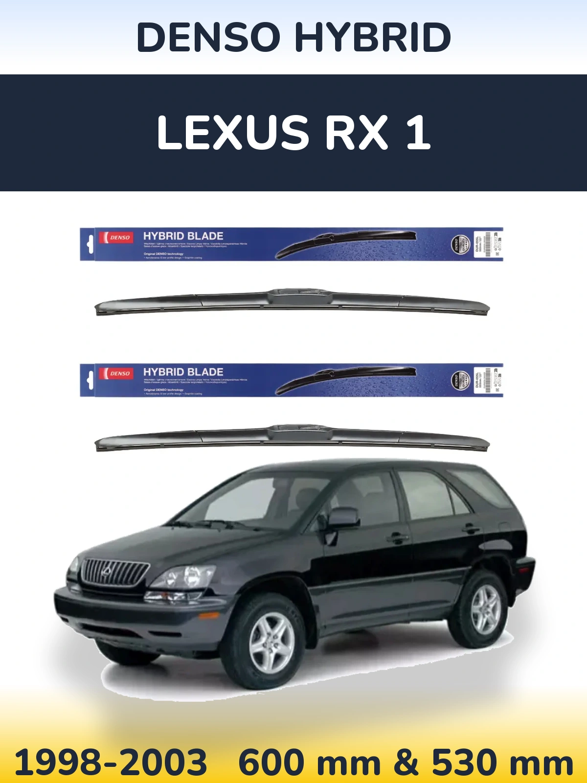 Sada předních stěračů Denso Hybrid 600 a 530 mm pro Lexus RX 1 1998-2003