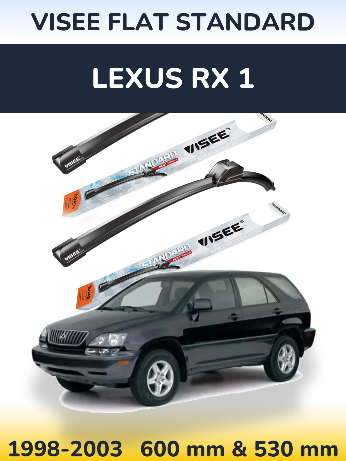 Sada předních stěračů VISEE FLAT STANDARD 600 a 530 mm pro Lexus RX 1 1998-2003
