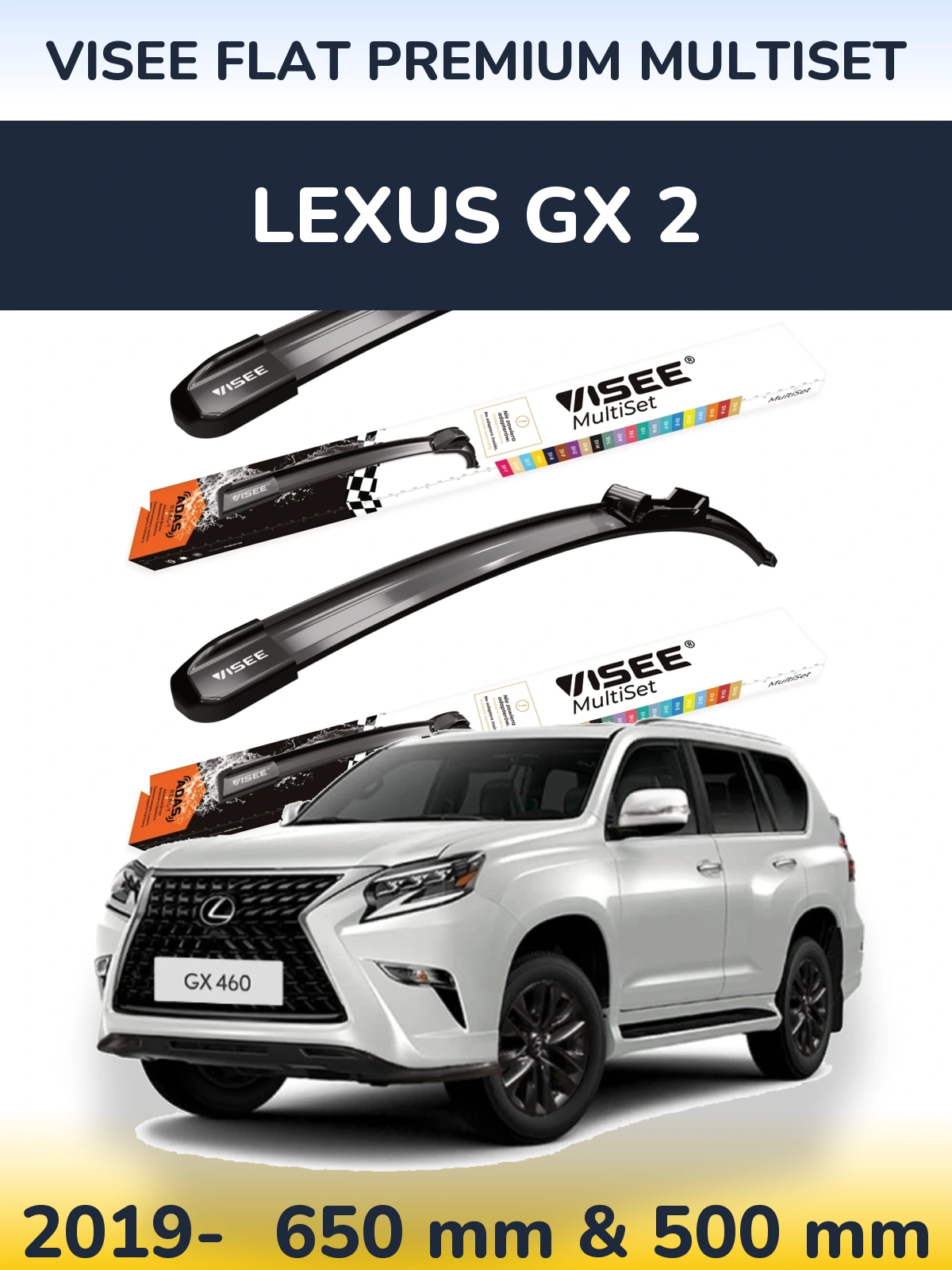 Sada předních stěračů VISEE FLAT PREMIUM MultiSet 650 a 500 mm pro Lexus GX 2 2019-2026