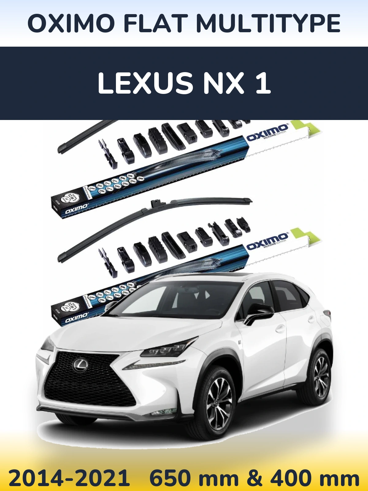 Sada předních stěračů Oximo Flat MultiType 650 a 400 mm pro Lexus NX 1 2014-2021