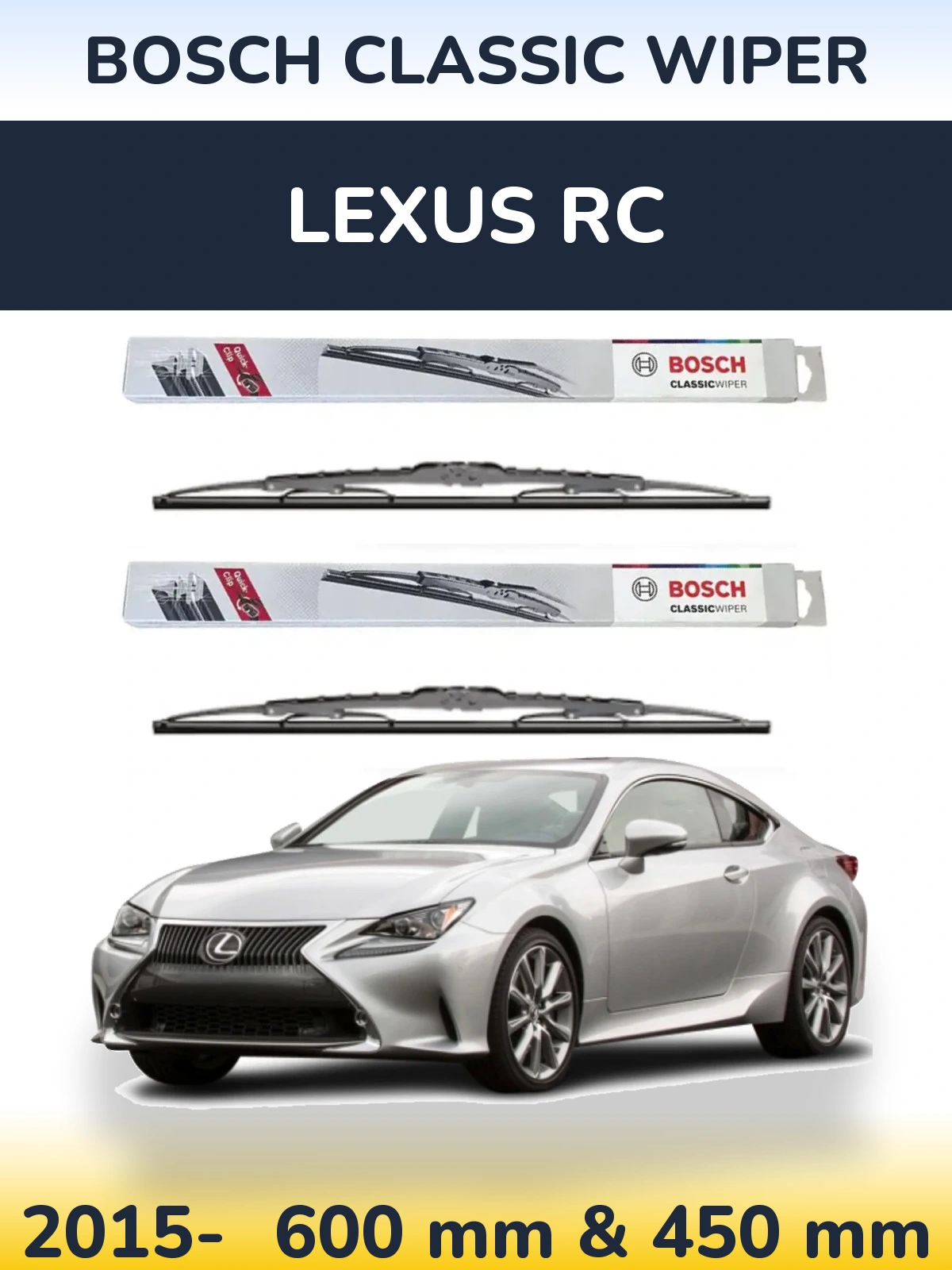 Sada předních stěračů BOSCH Classic Wiper 600 a 450 mm pro Lexus RC 2015-2026