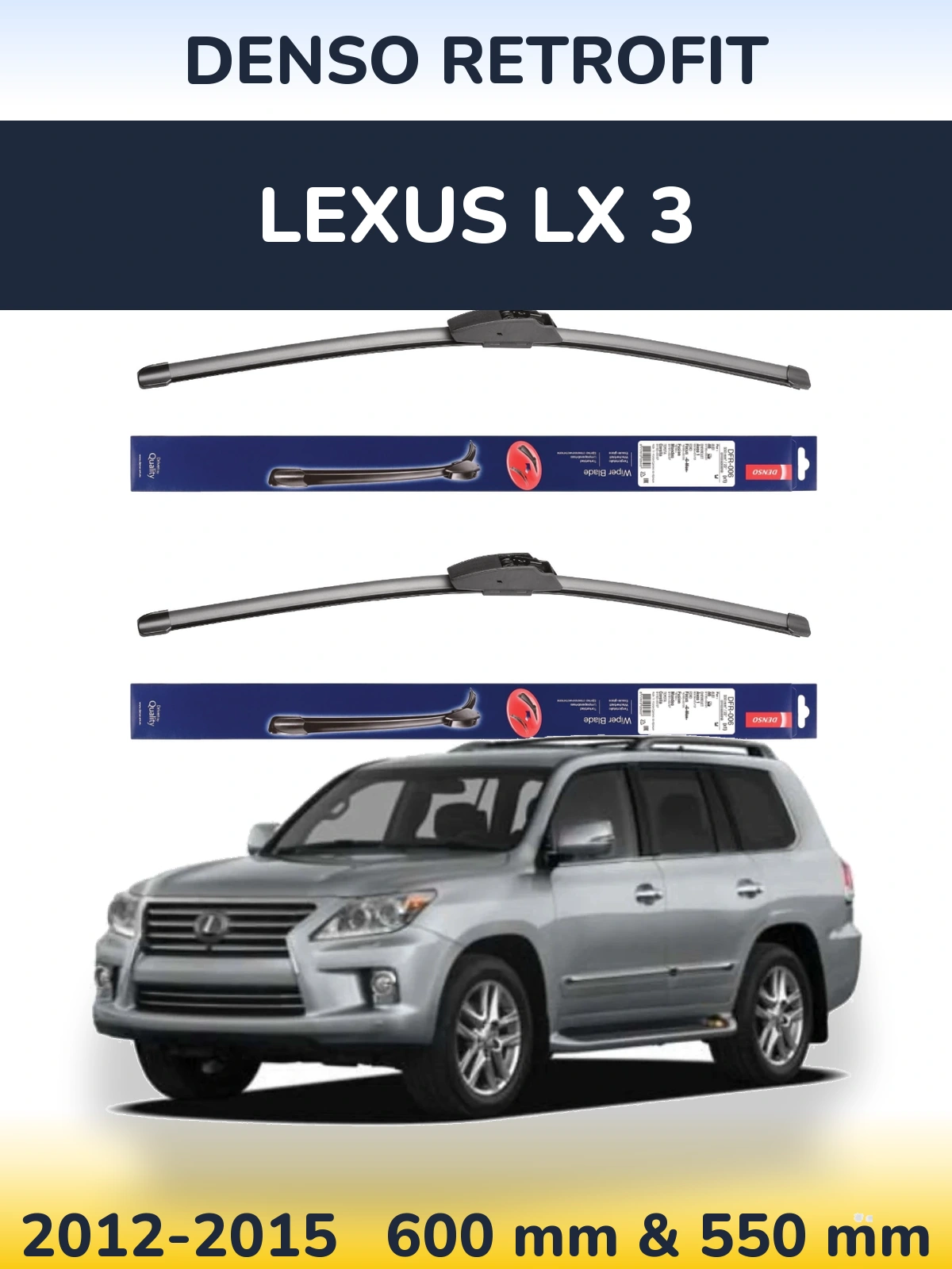 Sada předních stěračů Denso Retrofit 600 a 550 mm pro Lexus LX 3 2012-2015