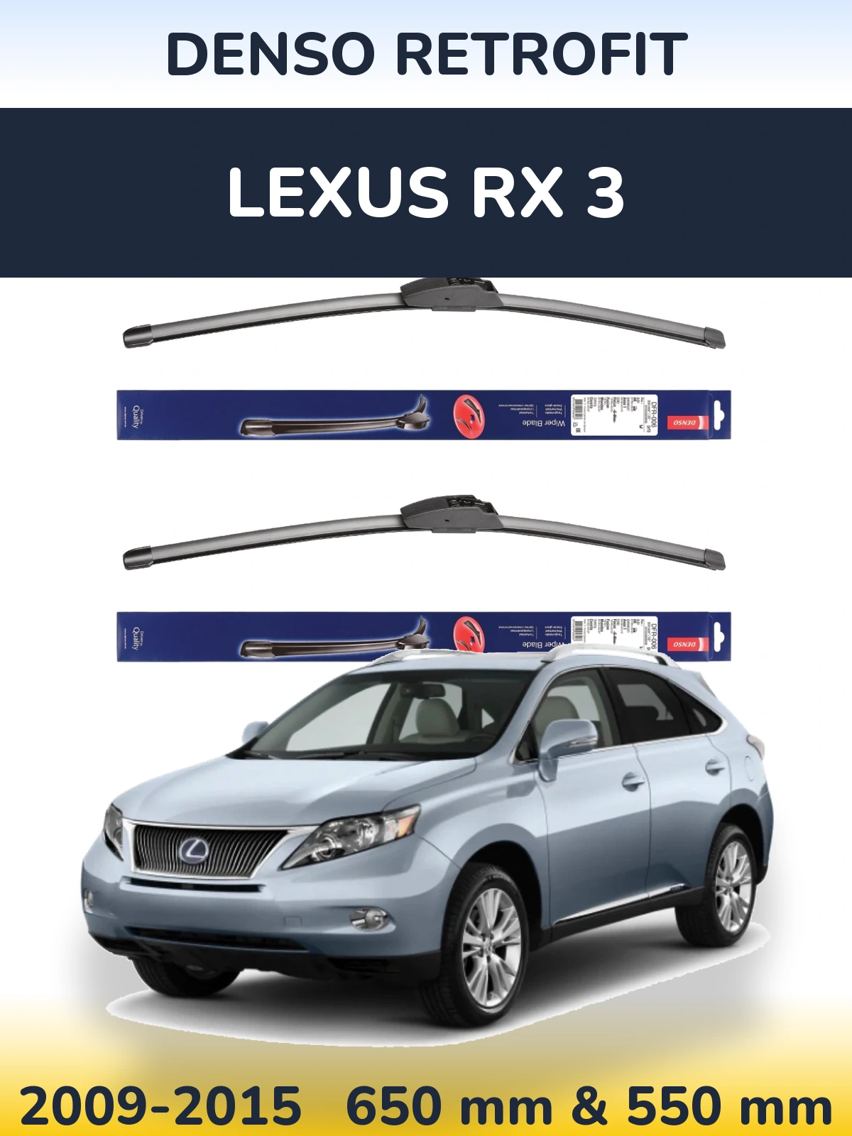 Sada předních stěračů Denso Retrofit 650 a 550 mm pro Lexus RX 3 2009-2015