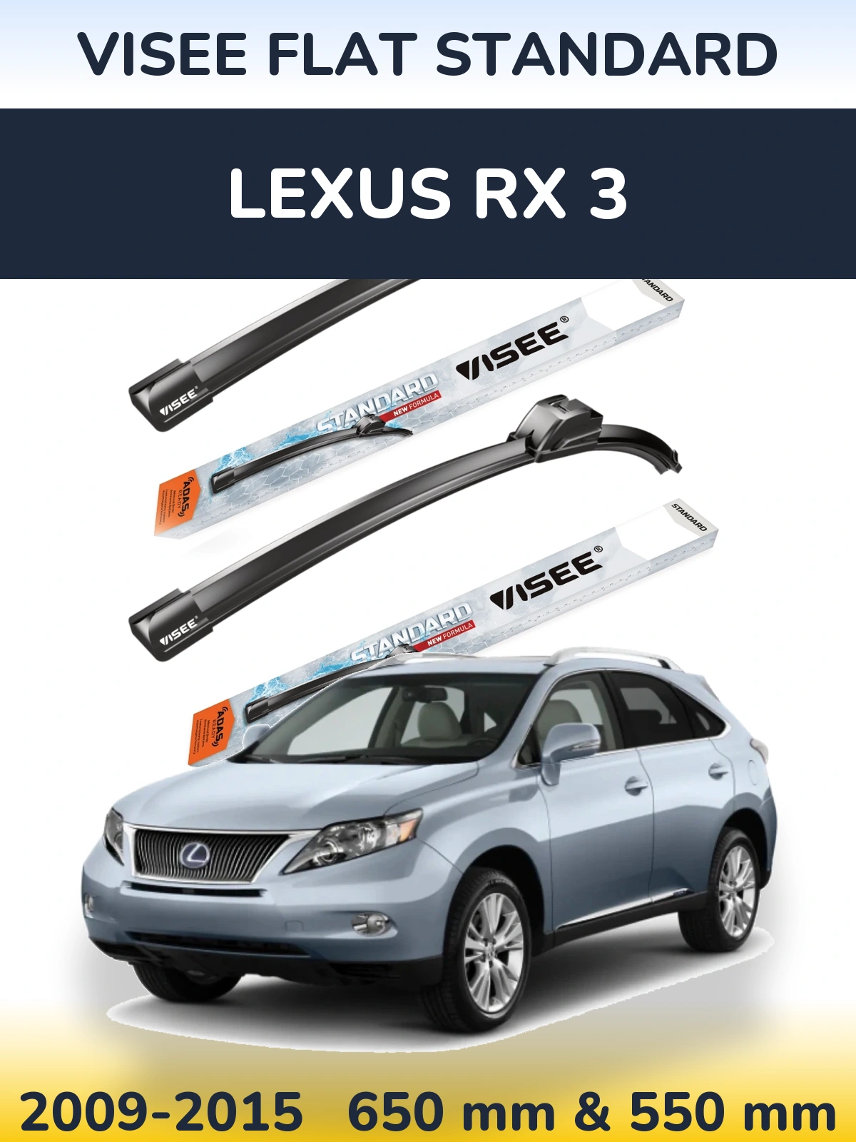 Sada předních stěračů VISEE FLAT STANDARD 650 a 550 mm pro Lexus RX 3 2009-2015