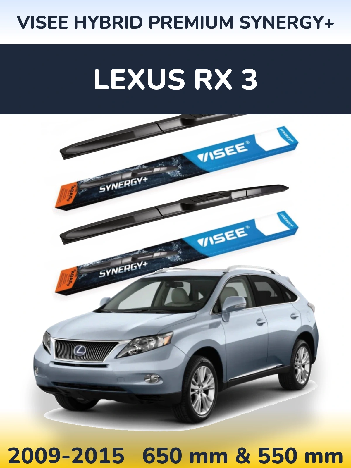Sada předních stěračů VISEE HYBRID PREMIUM SYNERGY+ 650 a 550 mm pro Lexus RX 3 2009-2015