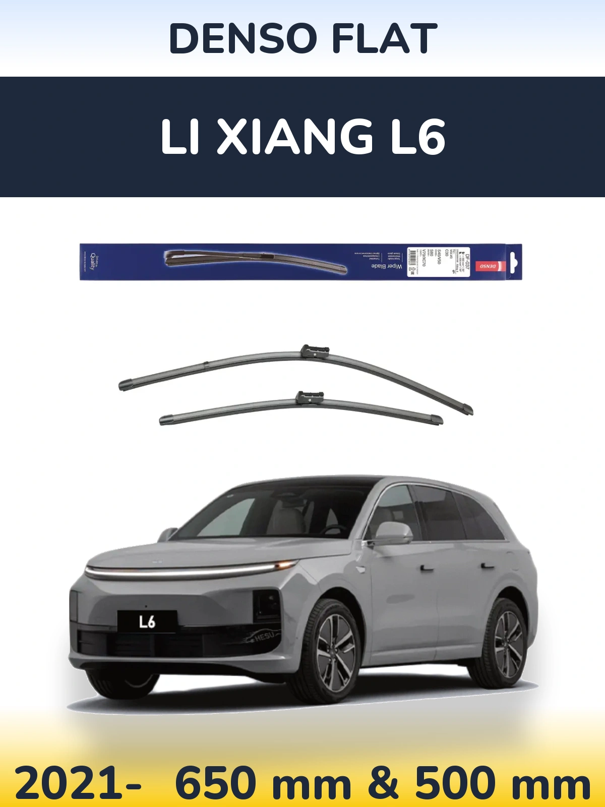 Sada předních stěračů Denso Flat 650 a 500 mm pro Li Xiang L6 2021-2026