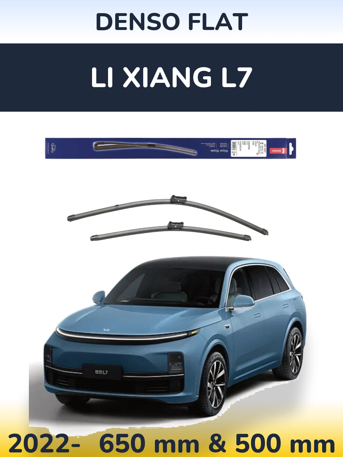 Sada předních stěračů Denso Flat 650 a 500 mm pro Li Xiang L7 2022-2026