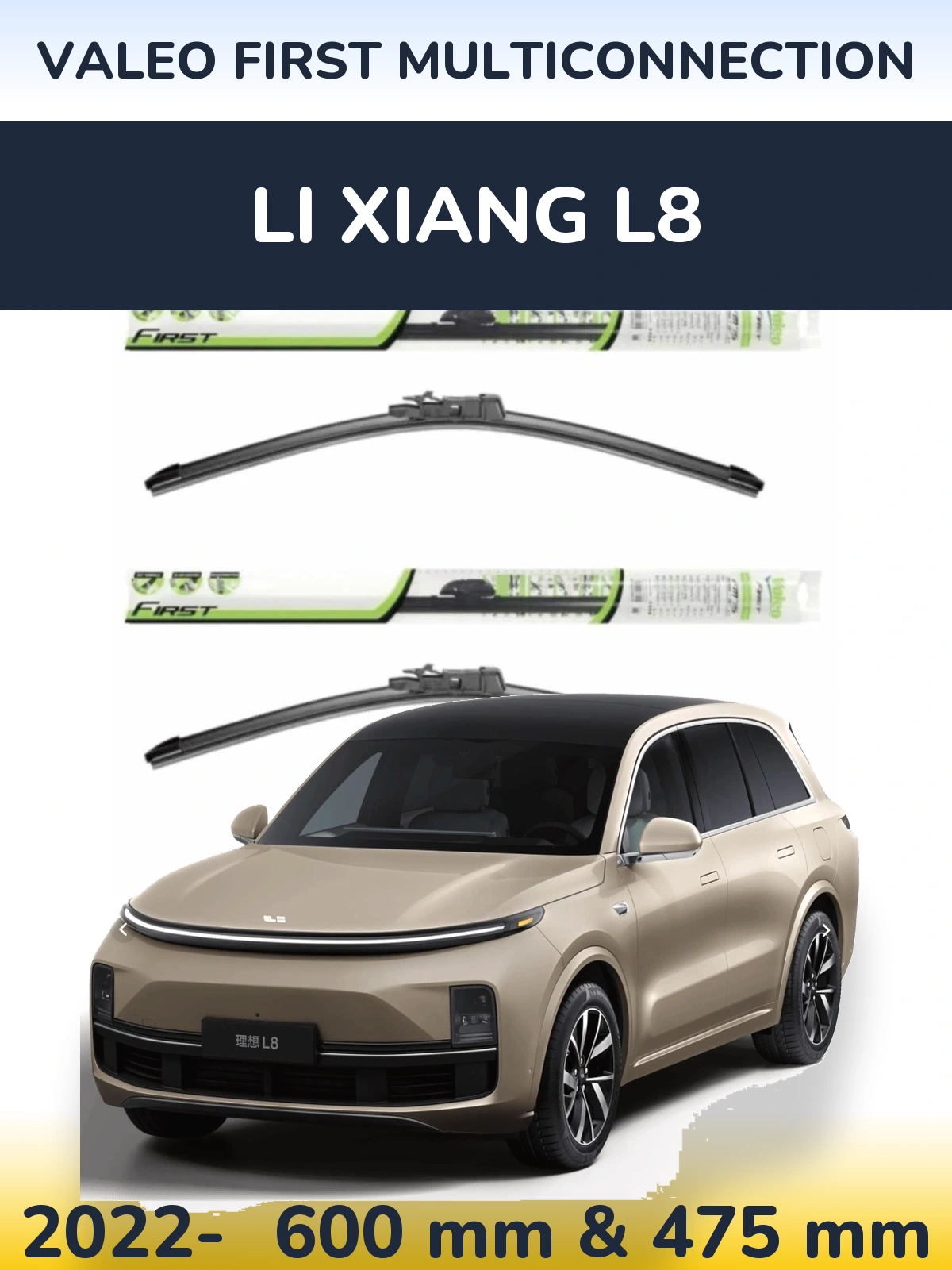 Sada předních stěračů Valeo First MultiConnection 600 a 475 mm pro Li Xiang L8 2022-2026