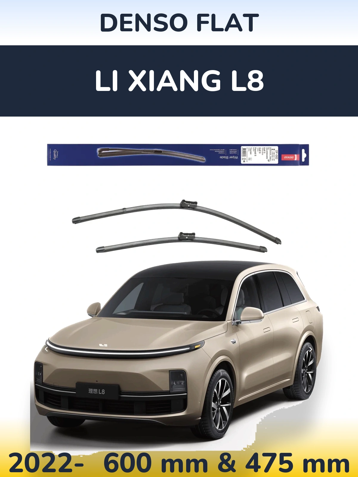 Sada předních stěračů Denso Flat 600 a 475 mm pro Li Xiang L8 2022-2026