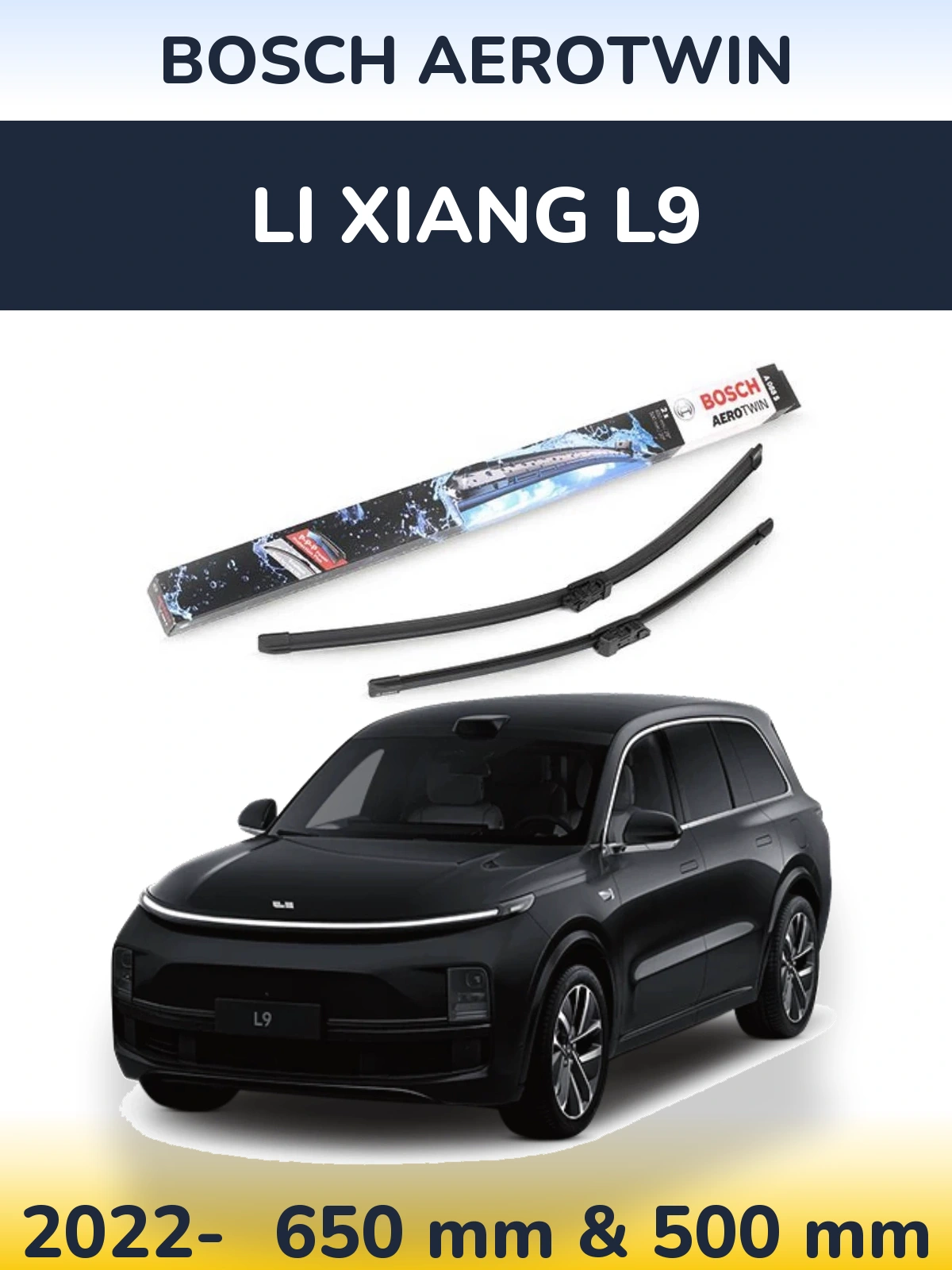 Комплект передніх щіток BOSCH AeroTwin 650 & 500 мм для Li Xiang L9 2022-2026