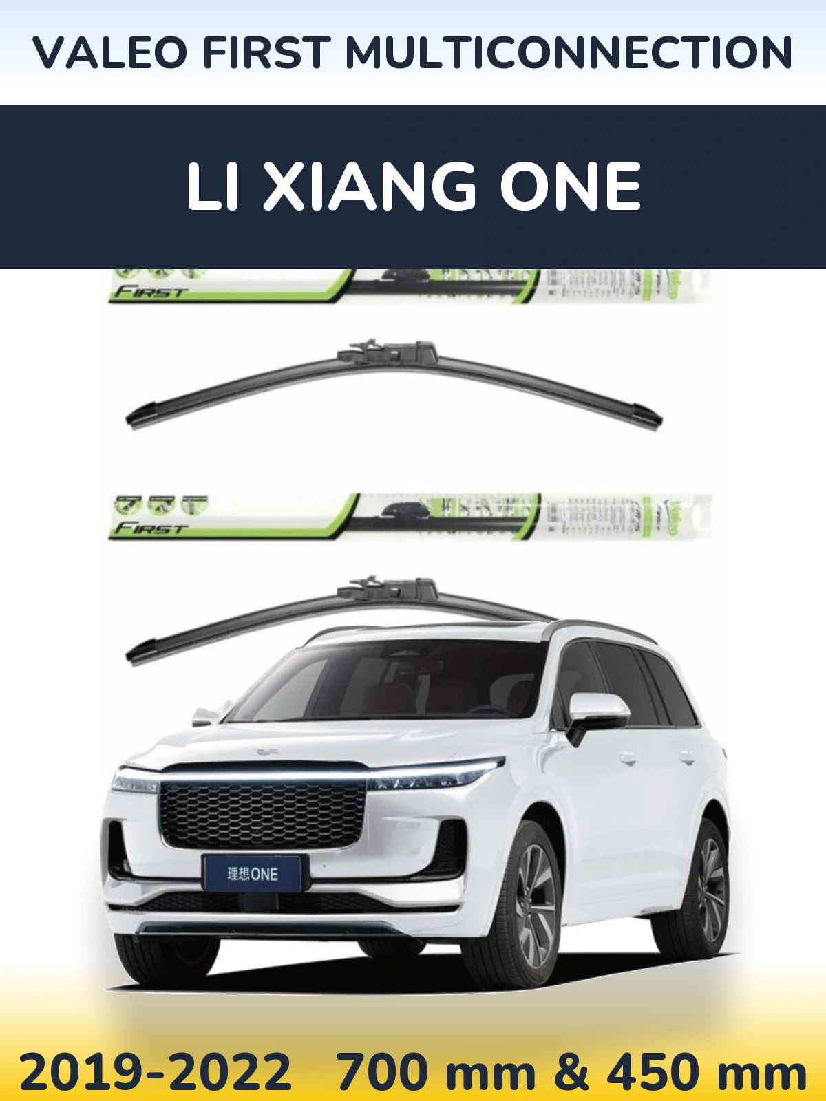 Sada předních stěračů Valeo First MultiConnection 700 a 450 mm pro Li Xiang One 2019-2022
