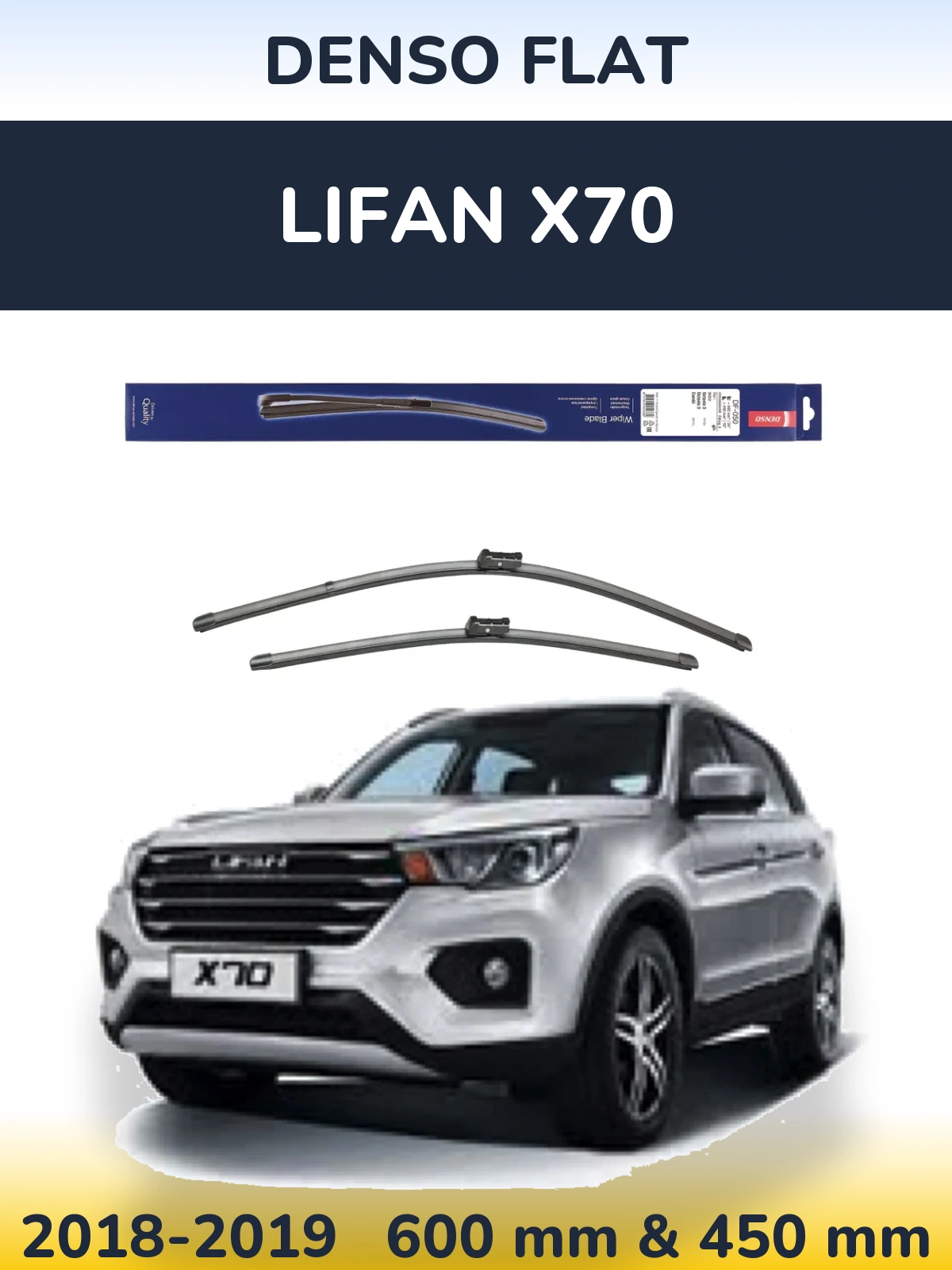 Sada předních stěračů Denso Flat 600 a 450 mm pro Lifan X70 2018-2019
