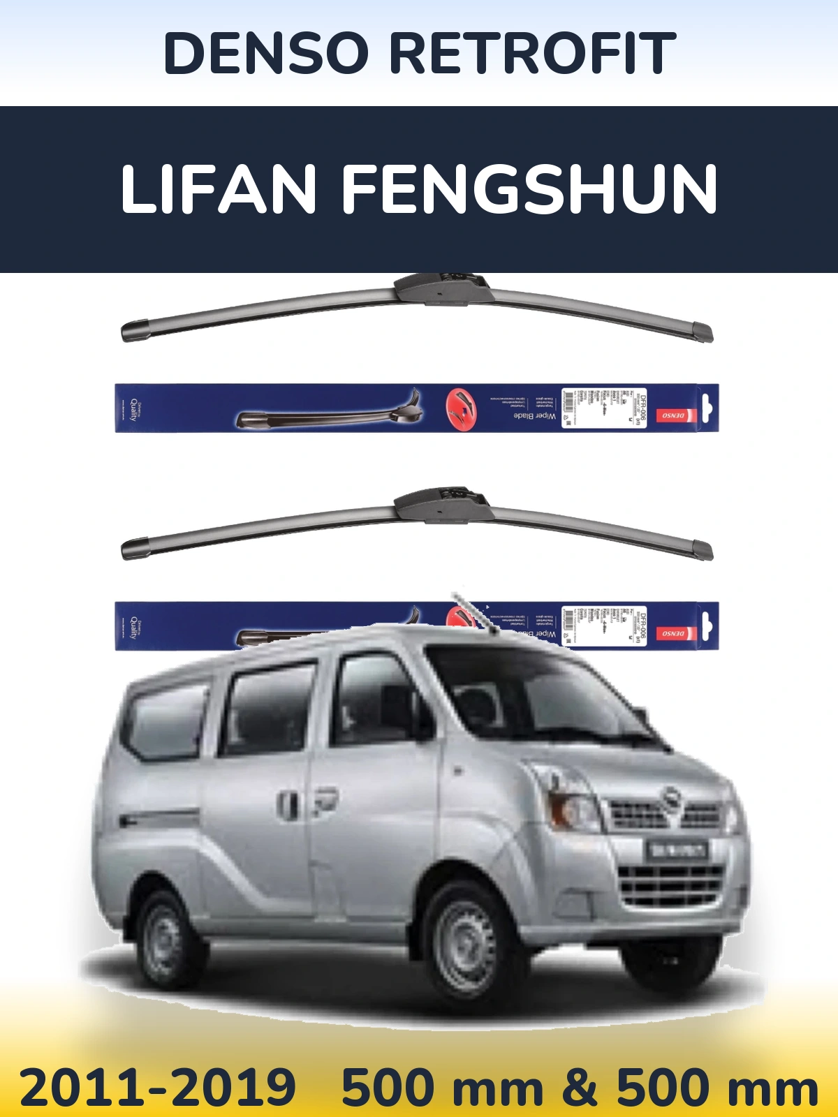 Sada předních stěračů Denso Retrofit 500 a 500 mm pro Lifan Fengshun 2011-2019
