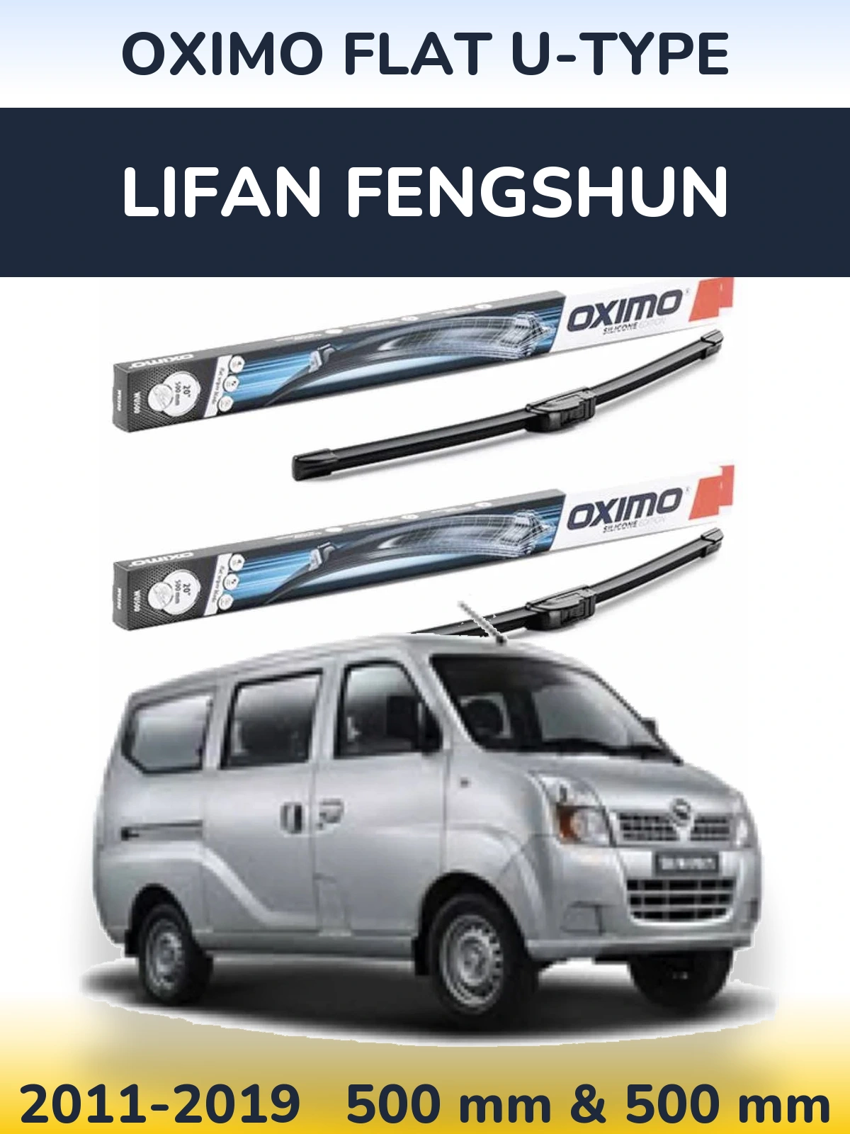 Sada předních stěračů Oximo Flat U-type 500 a 500 mm pro Lifan Fengshun 2011-2019