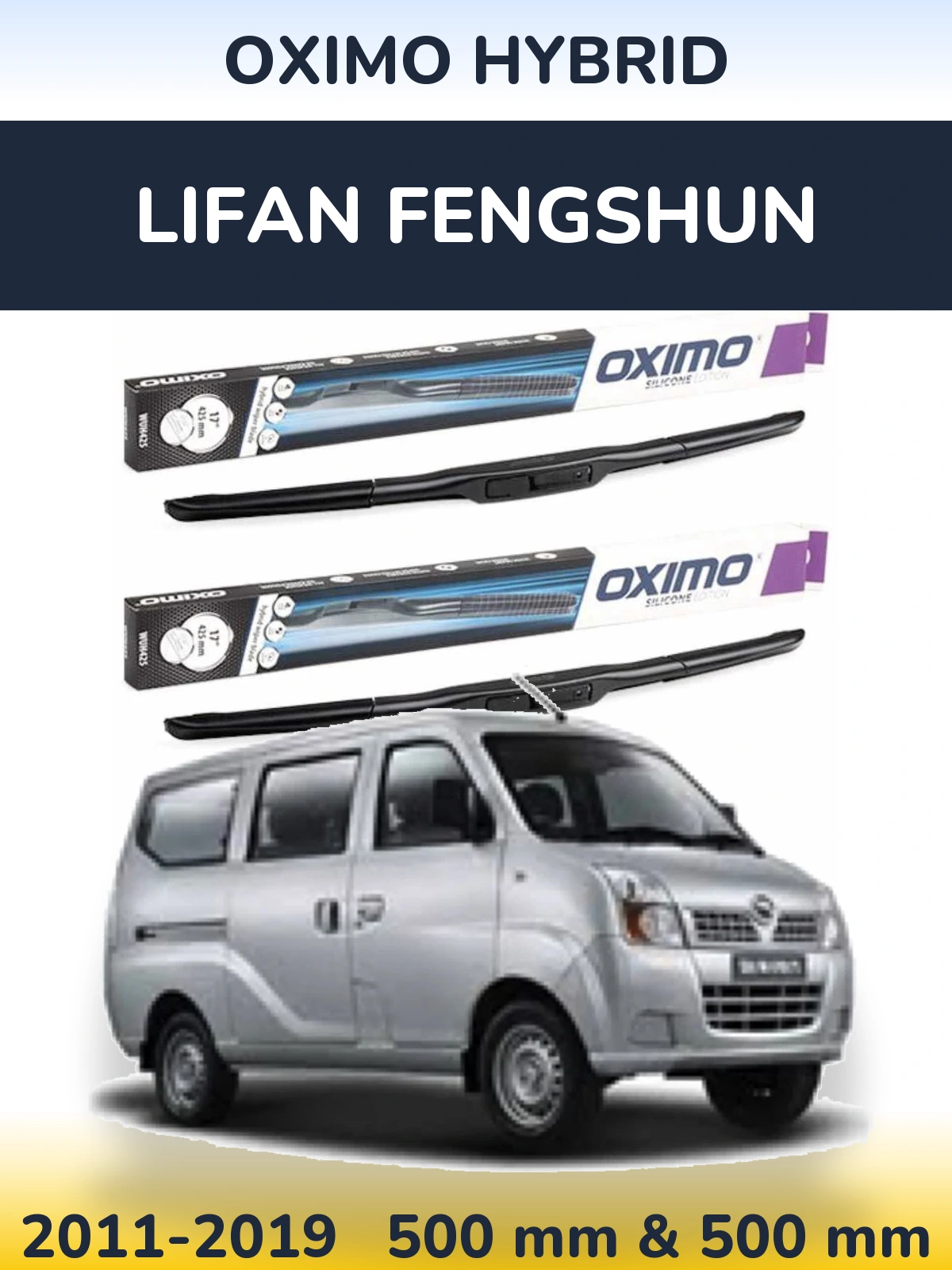 Sada předních stěračů Oximo Hybrid 500 a 500 mm pro Lifan Fengshun 2011-2019