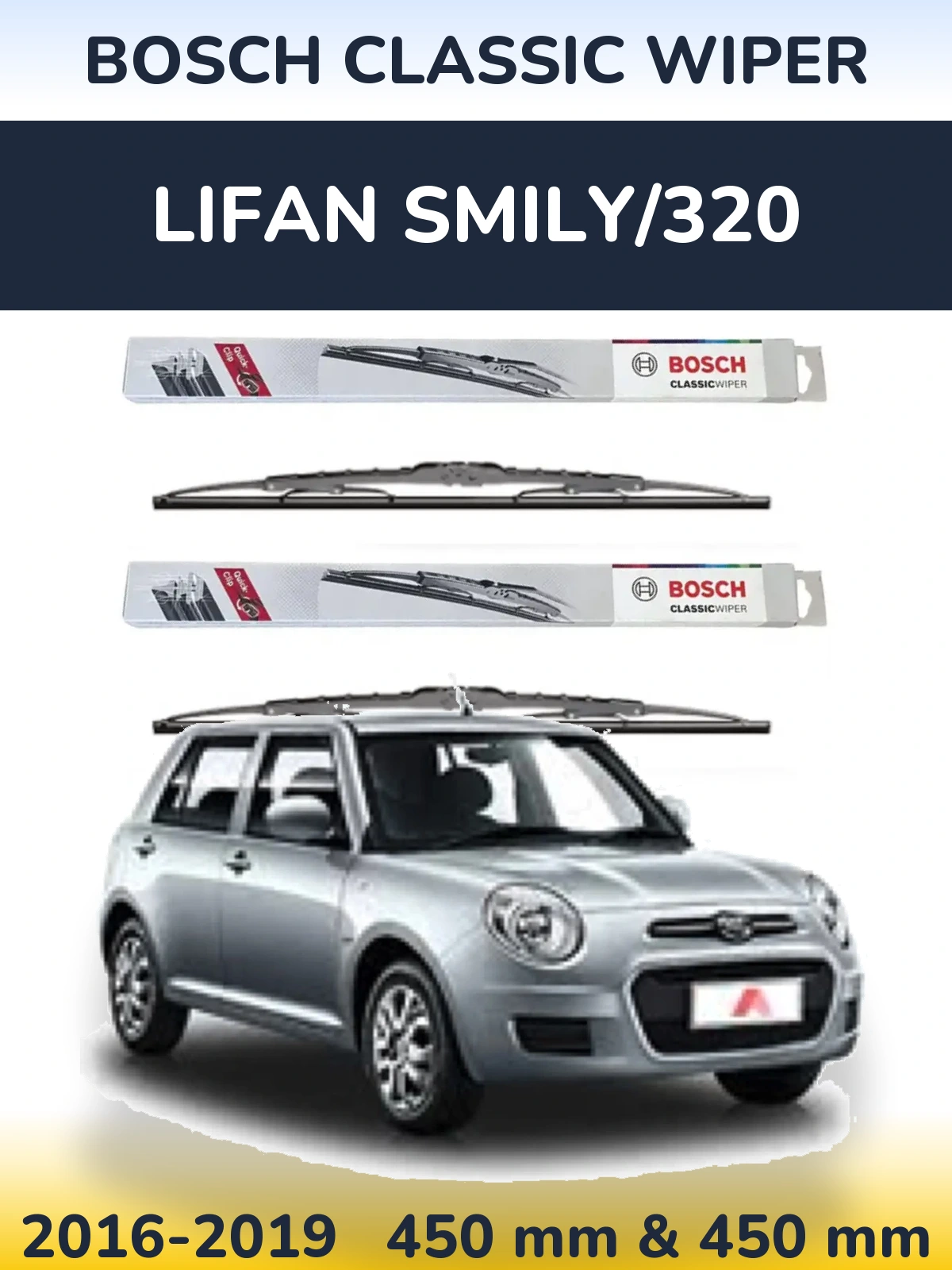 Sada předních stěračů BOSCH Classic Wiper 450 a 450 mm pro Lifan Smily/320 2016-2019