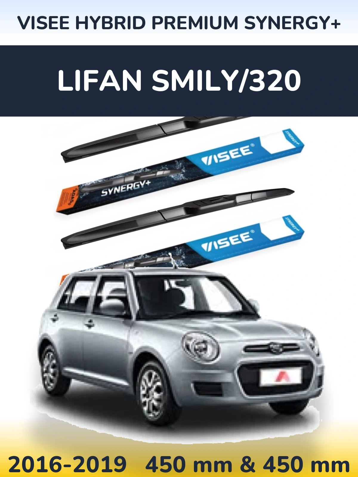 Sada předních stěračů VISEE HYBRID PREMIUM SYNERGY+ 450 a 450 mm pro Lifan Smily/320 2016-2019