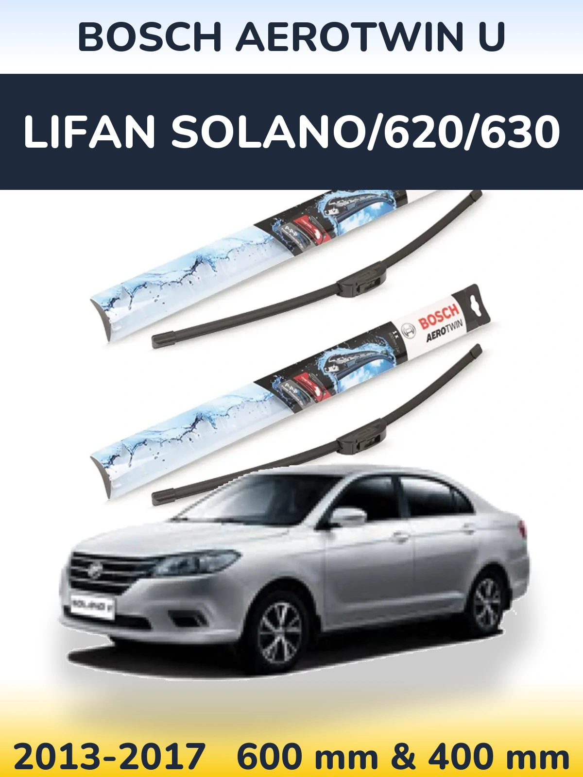 Sada předních stěračů BOSCH AeroTwin U 600 a 400 mm pro Lifan Solano/620/630 2013-2017
