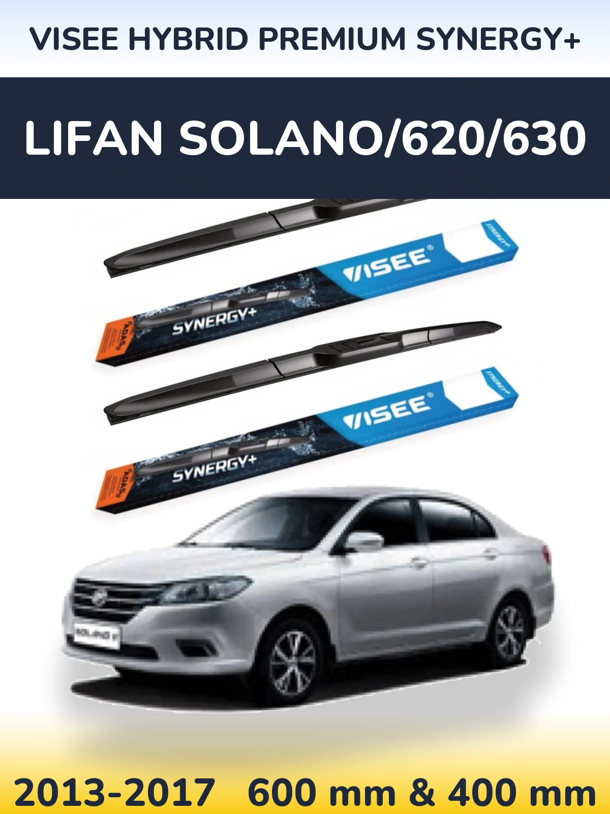Sada předních stěračů VISEE HYBRID PREMIUM SYNERGY+ 600 a 400 mm pro Lifan Solano/620/630 2013-2017