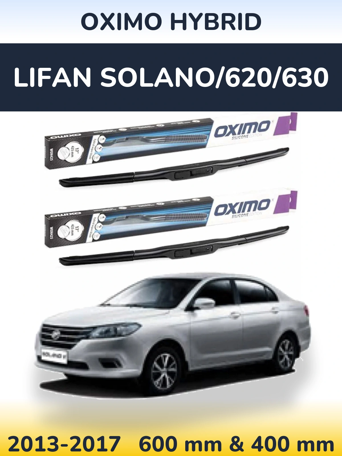 Sada předních stěračů Oximo Hybrid 600 a 400 mm pro Lifan Solano/620/630 2013-2017