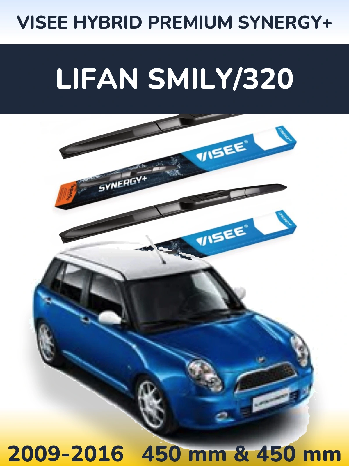 Sada předních stěračů VISEE HYBRID PREMIUM SYNERGY+ 450 a 450 mm pro Lifan Smily/320 2009-2016
