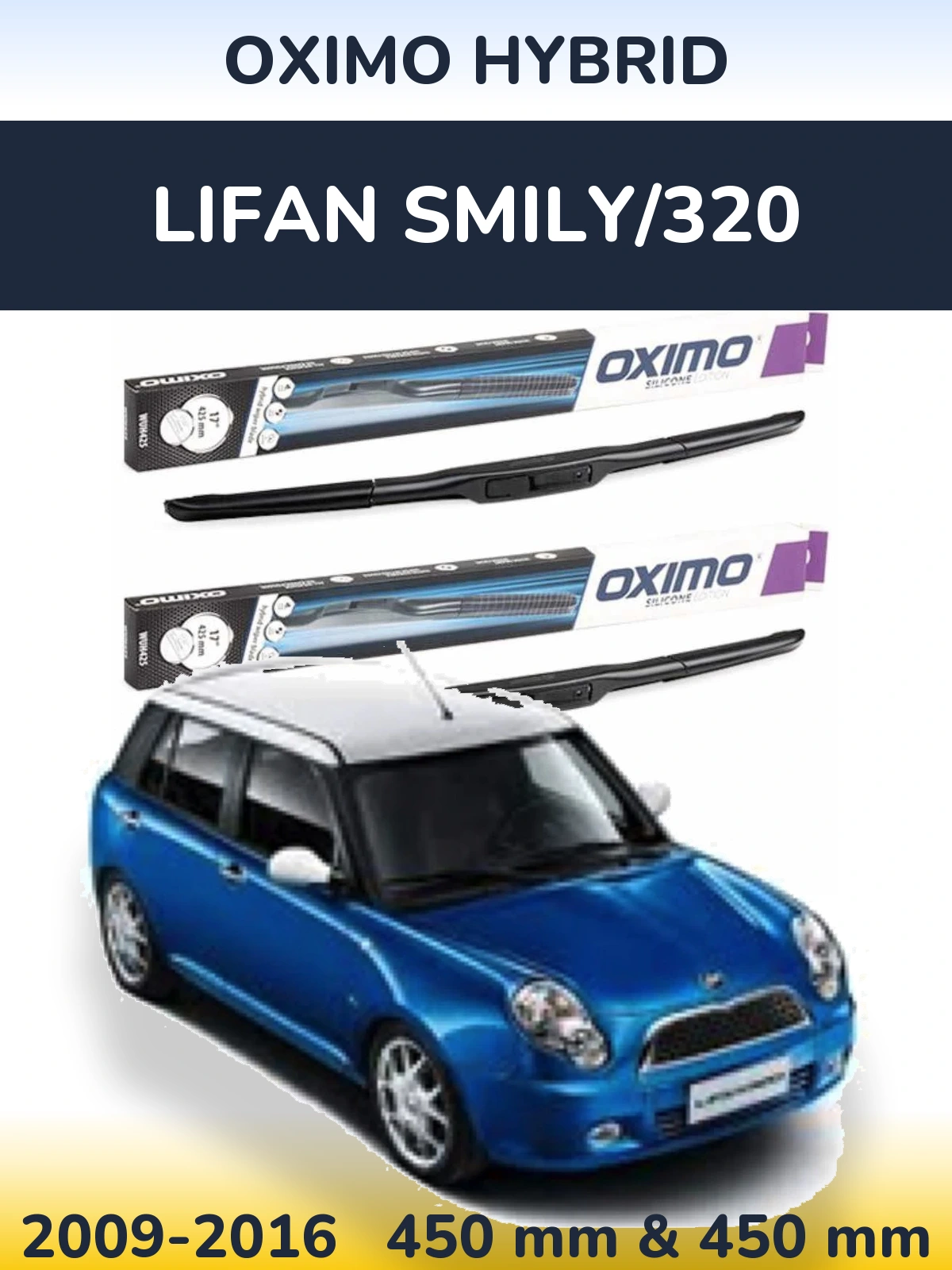 Sada předních stěračů Oximo Hybrid 450 a 450 mm pro Lifan Smily/320 2009-2016