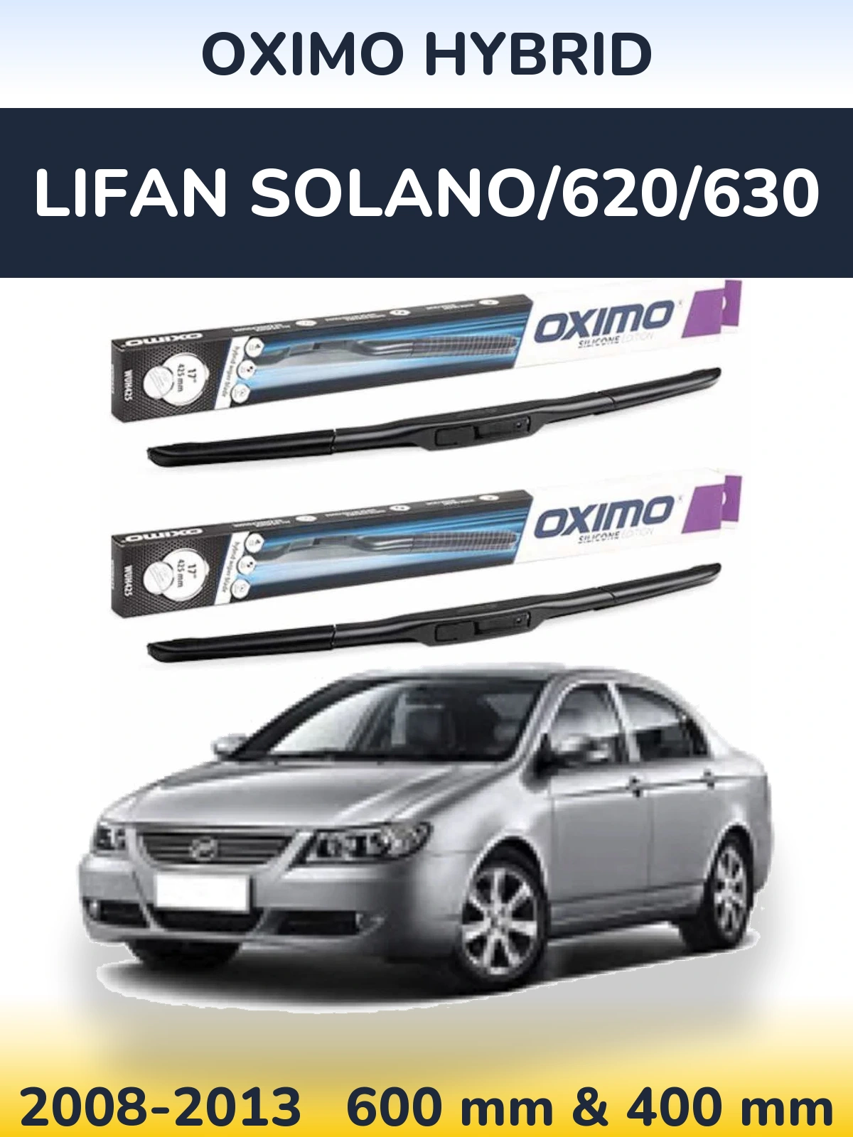 Sada předních stěračů Oximo Hybrid 600 a 400 mm pro Lifan Solano/620/630 2008-2013