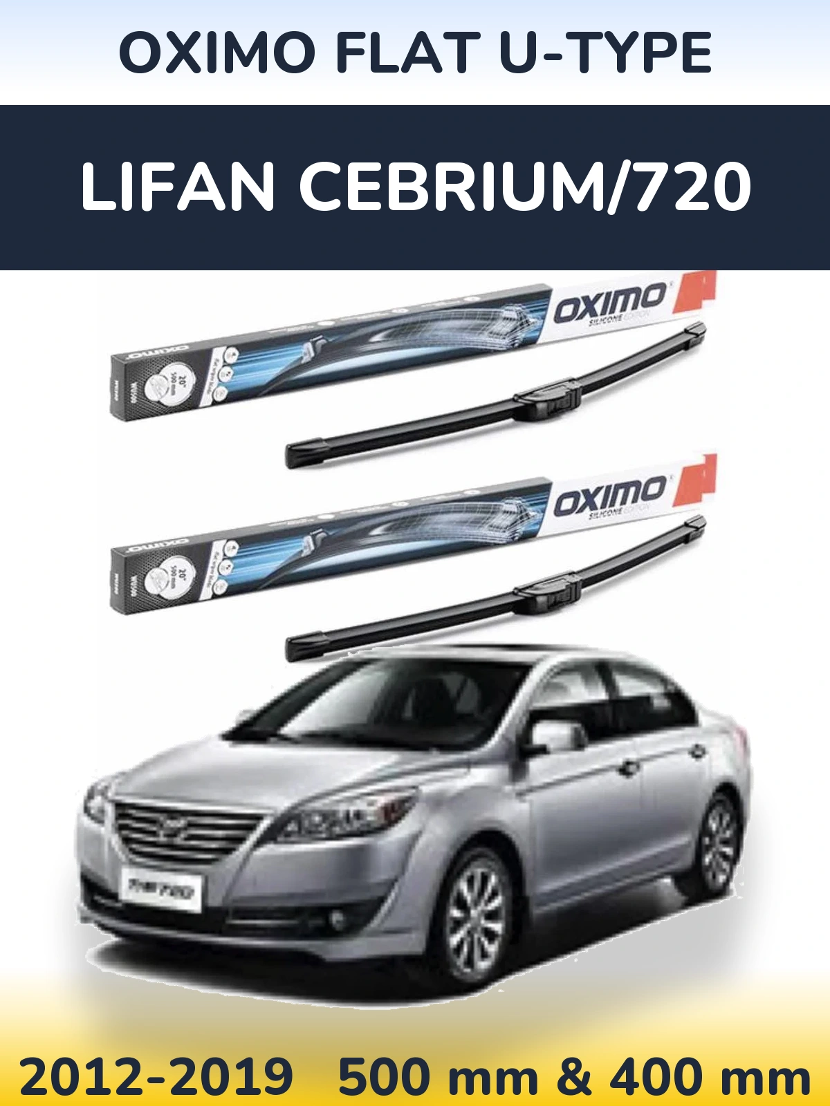 Sada předních stěračů Oximo Flat U-type 500 a 400 mm pro Lifan Cebrium/720 2012-2019