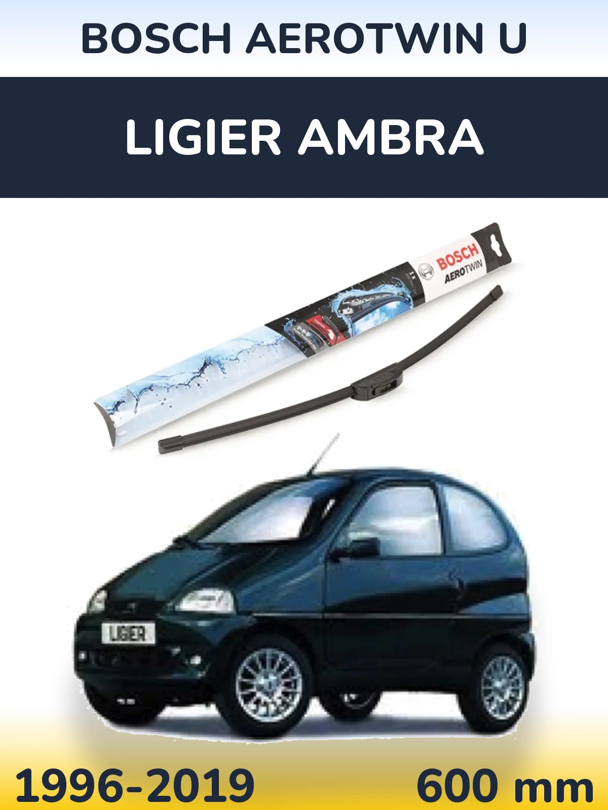 Přední stěrač BOSCH AeroTwin U 600 mm pro Ligier Ambra 1996-2019