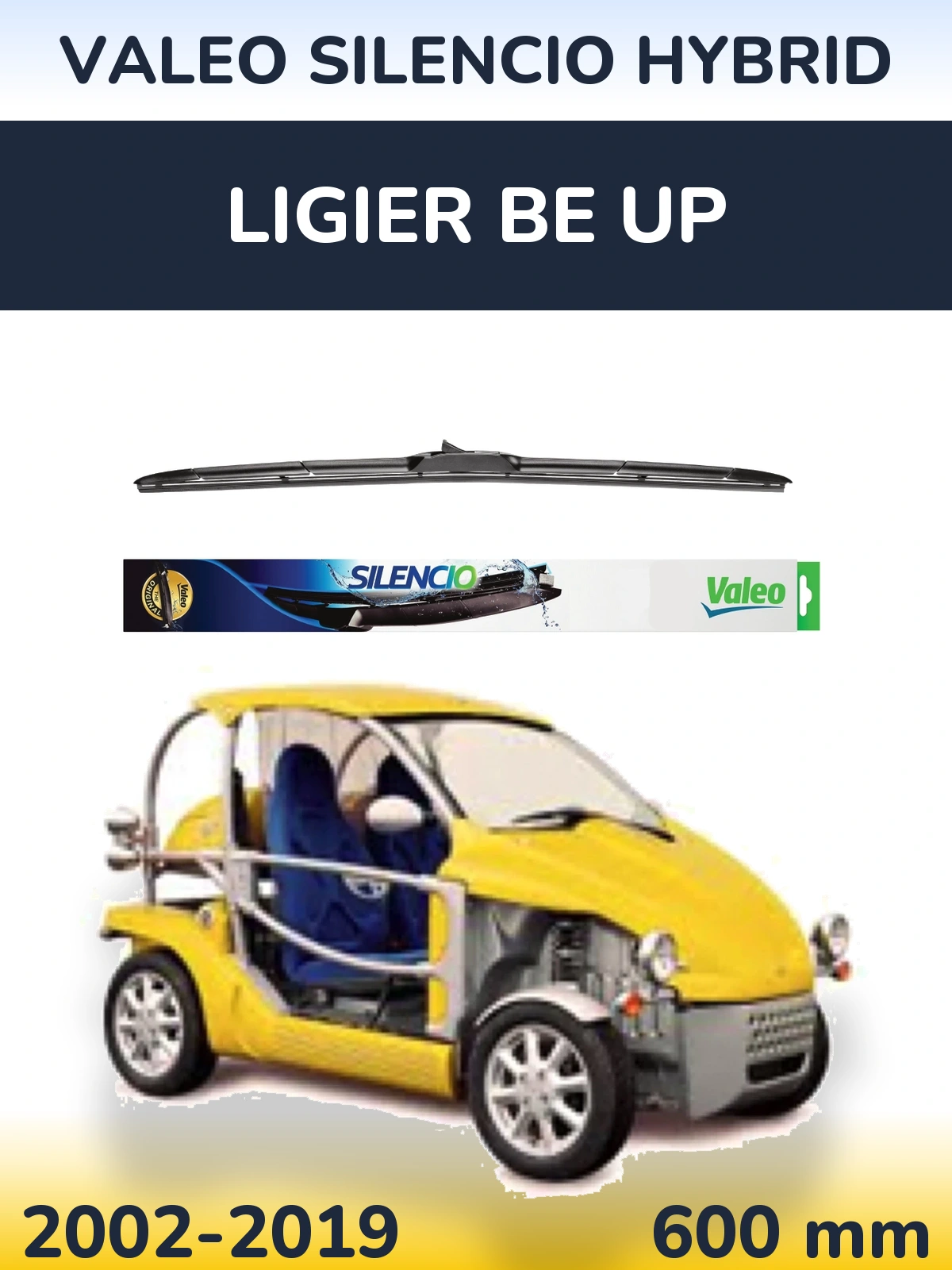 Přední stěrač Valeo Silencio Hybrid 600 mm pro Ligier Be Up 2002-2019
