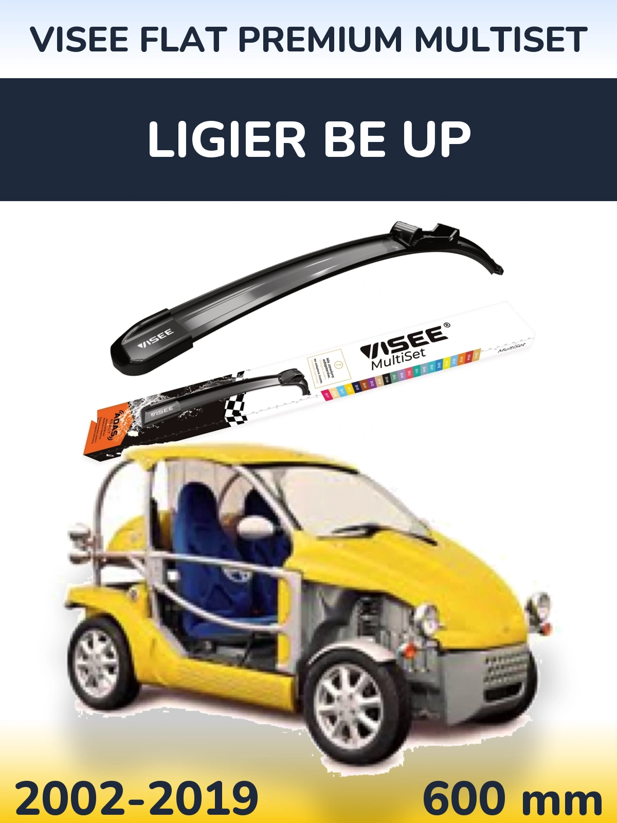Přední stěrač VISEE FLAT PREMIUM MultiSet 600 mm pro Ligier Be Up 2002-2019