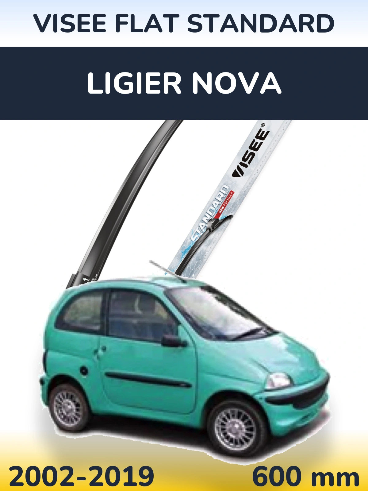 Přední stěrač VISEE FLAT STANDARD 600 mm pro Ligier Nova 2002-2019