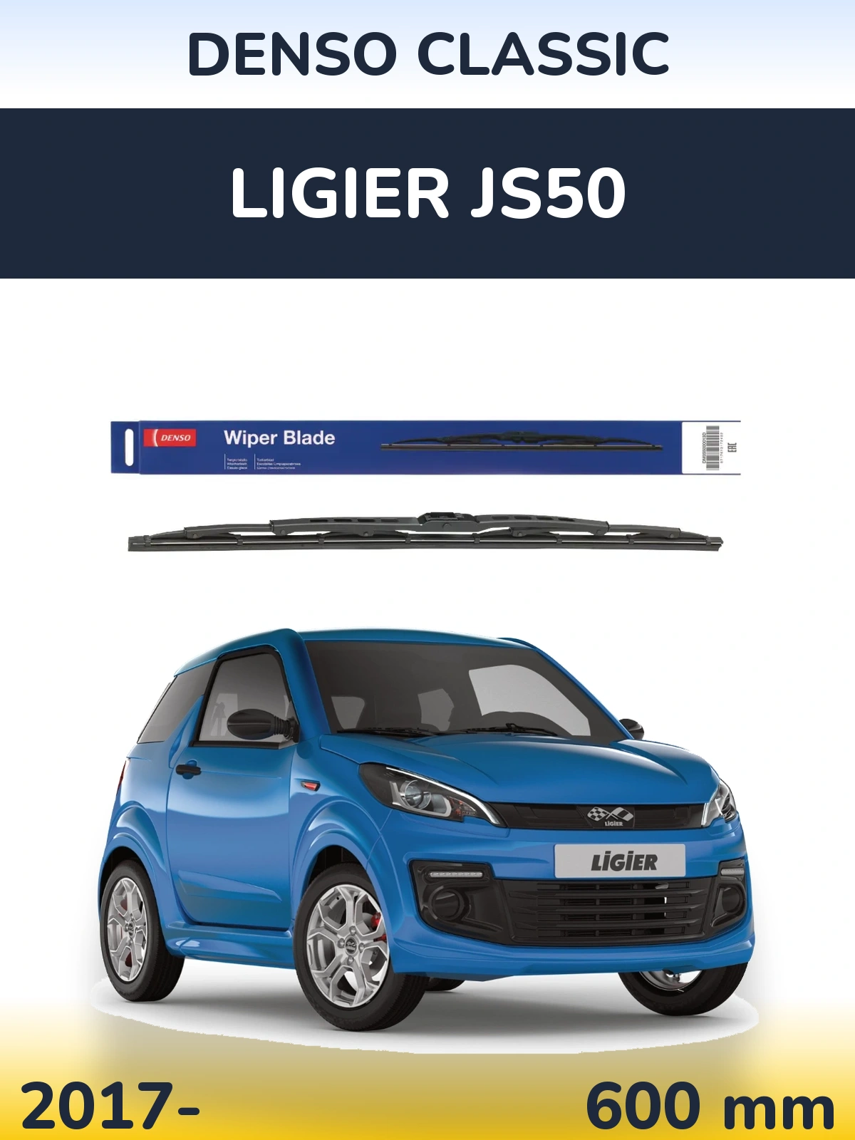 Přední stěrač Denso Classic 600 mm pro Ligier JS50 2017-2026