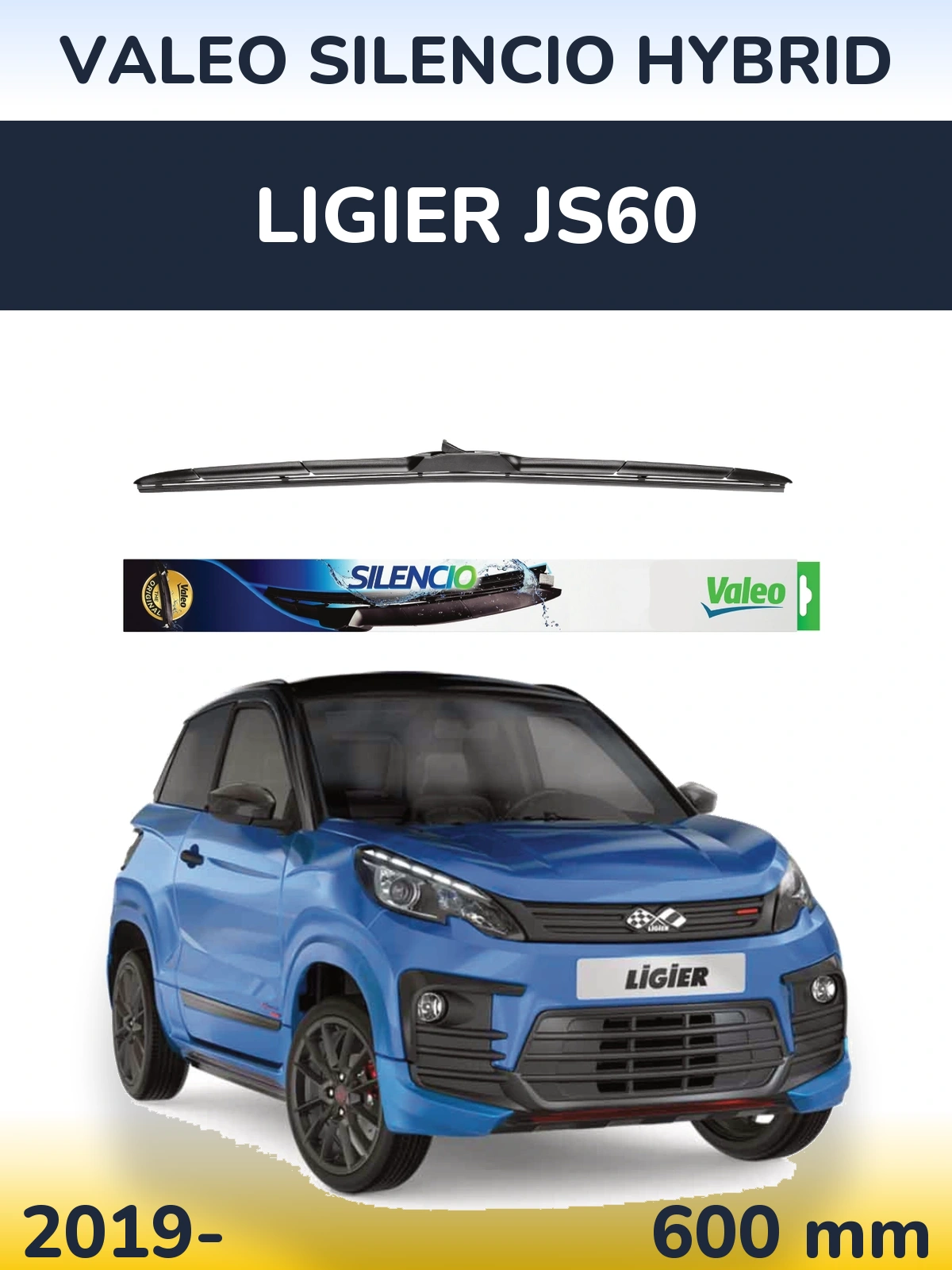 Přední stěrač Valeo Silencio Hybrid 600 mm pro Ligier JS60 2019-2026