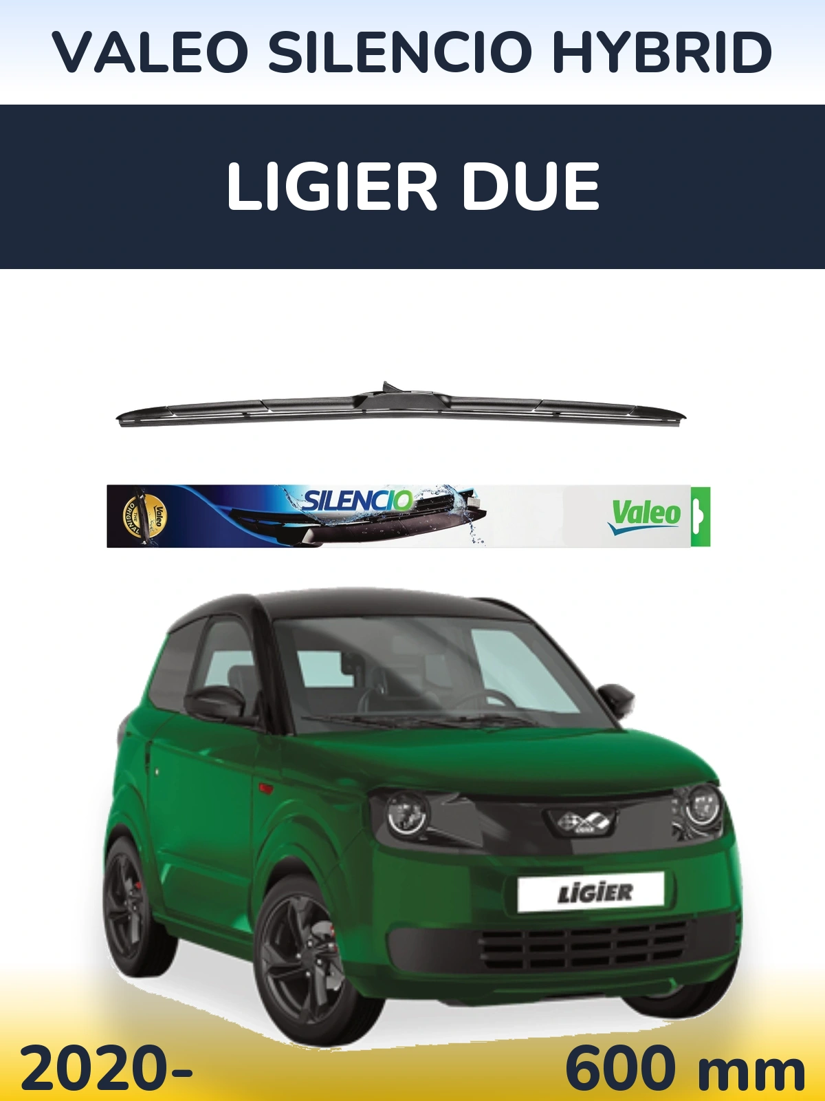 Přední stěrač Valeo Silencio Hybrid 600 mm pro Ligier Due 2020-2026