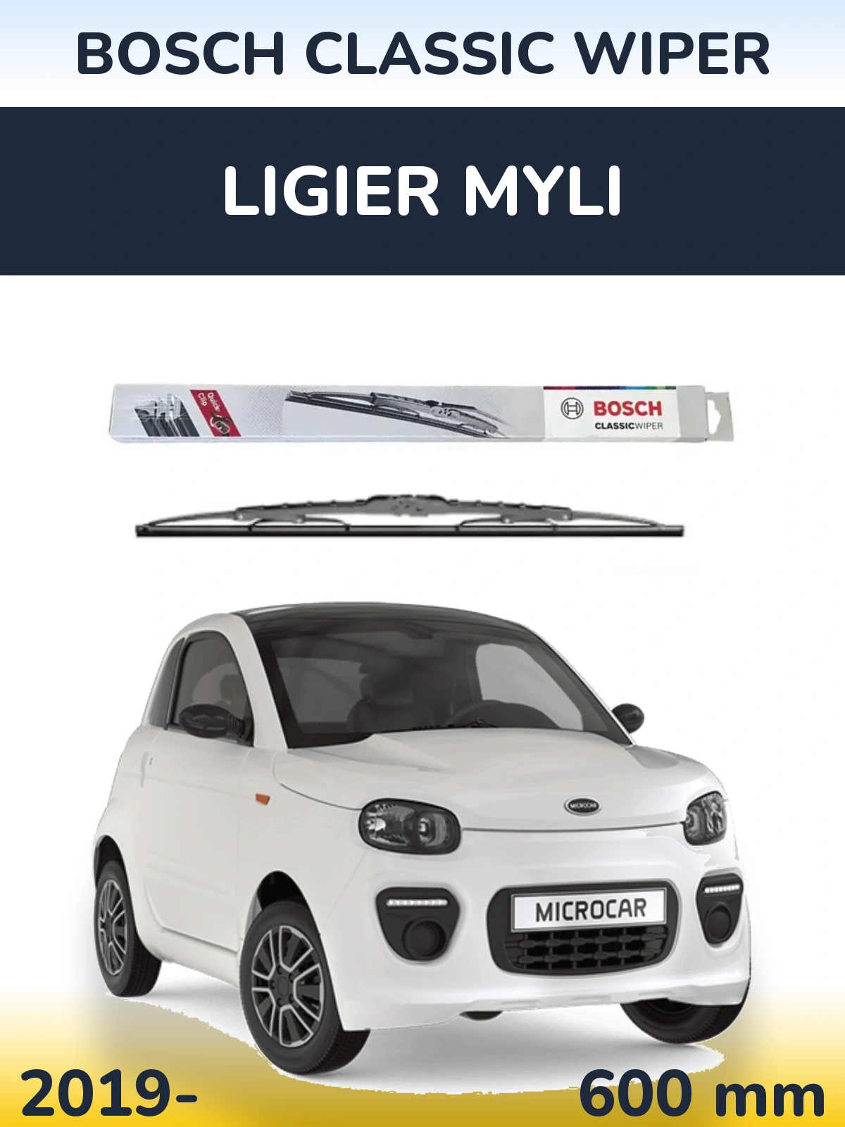 Přední stěrač BOSCH Classic Wiper 600 mm pro Ligier Myli 2019-2026