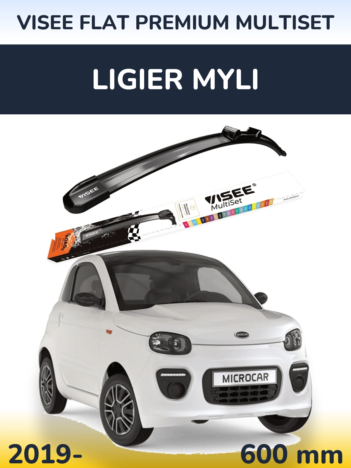 Передня щітка VISEE FLAT PREMIUM MultiSet 600 мм для Ligier Myli 2019-2026