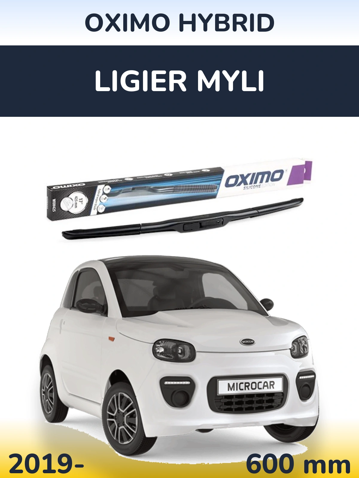 Přední stěrač Oximo Hybrid 600 mm pro Ligier Myli 2019-2026