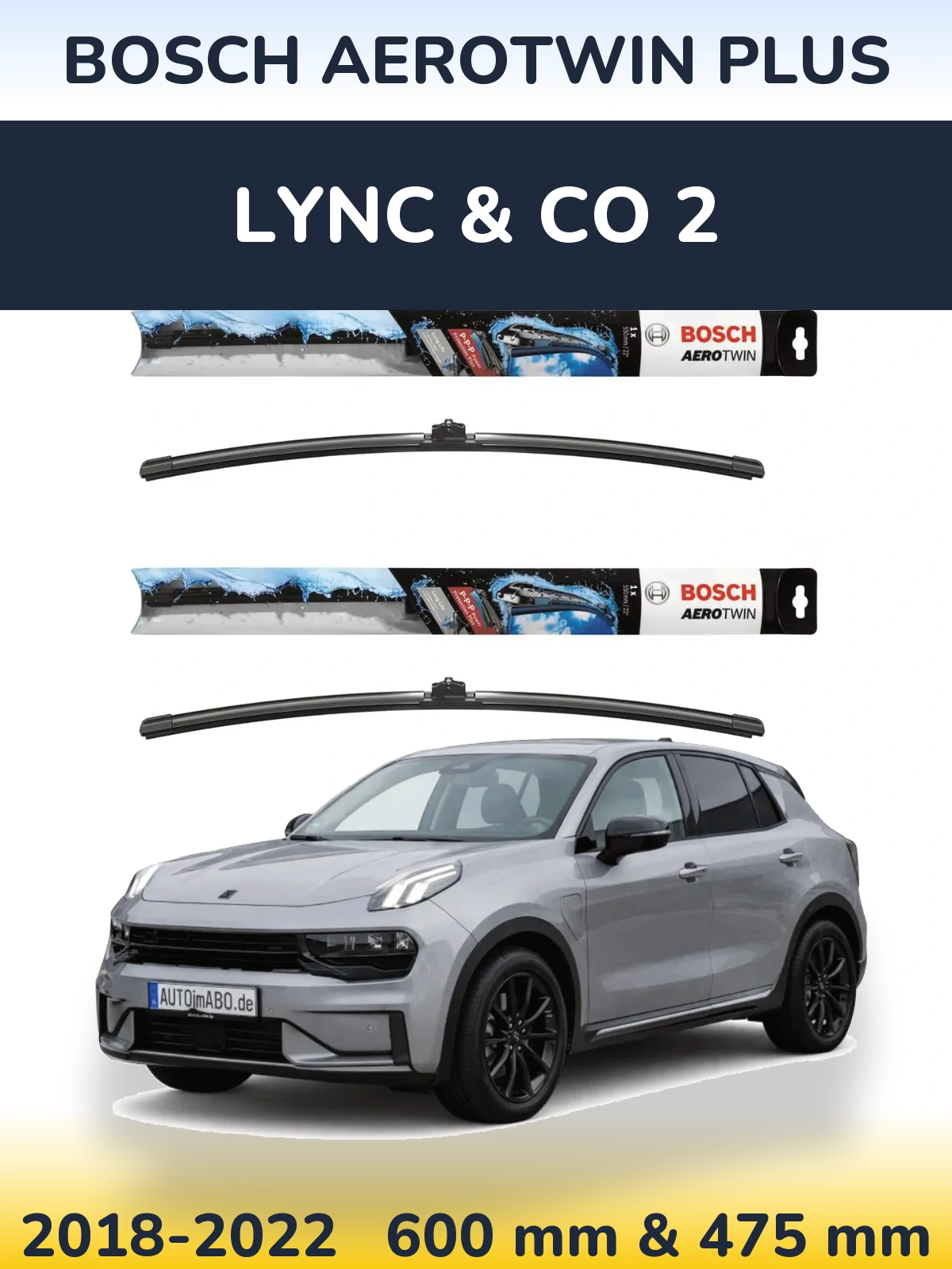 Sada předních stěračů BOSCH AeroTwin Plus 600 a 475 mm pro Lync & Co 2 2018-2022