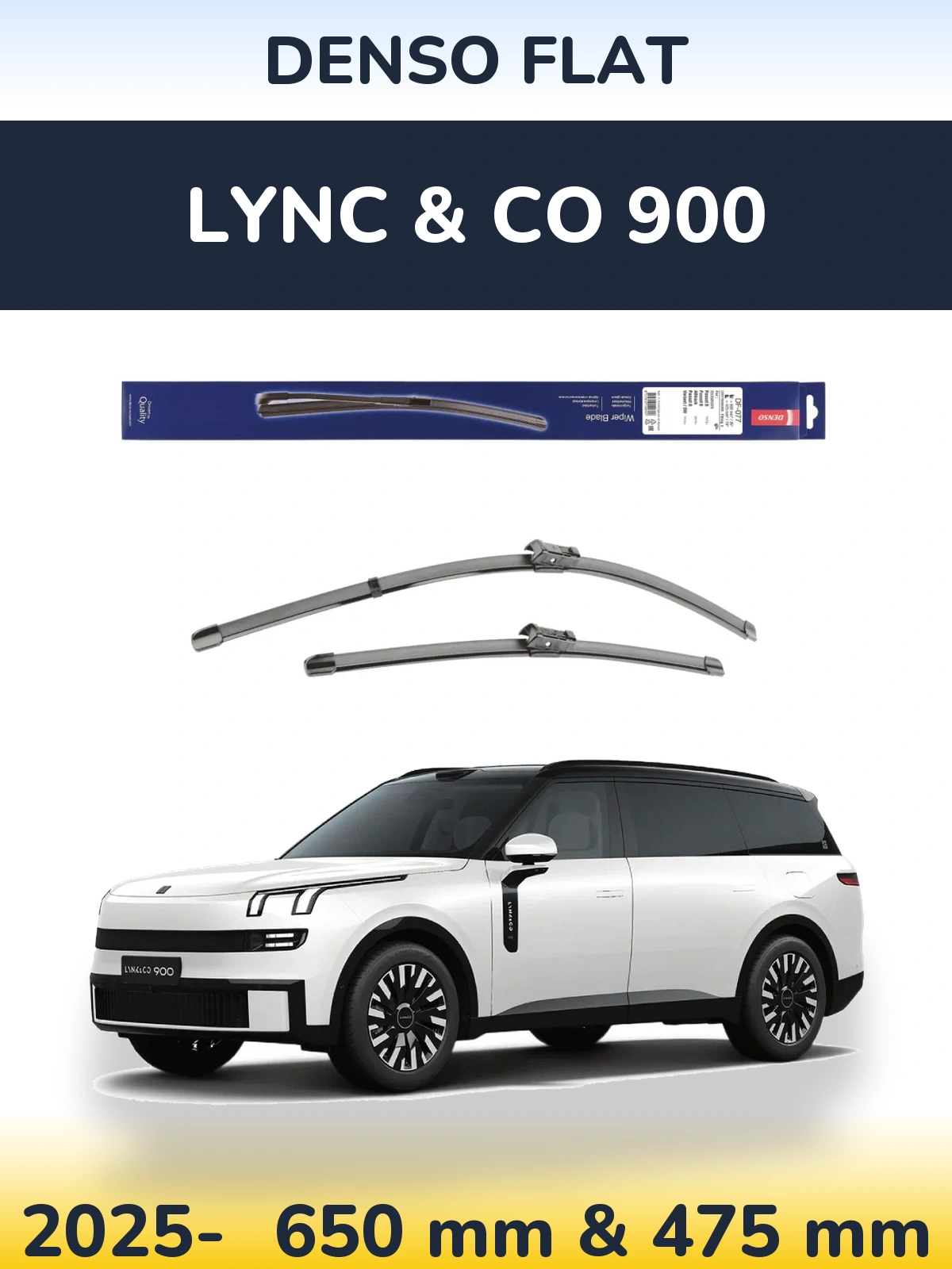 Sada předních stěračů Denso Flat 650 a 475 mm pro Lync & Co 900 2025-2026