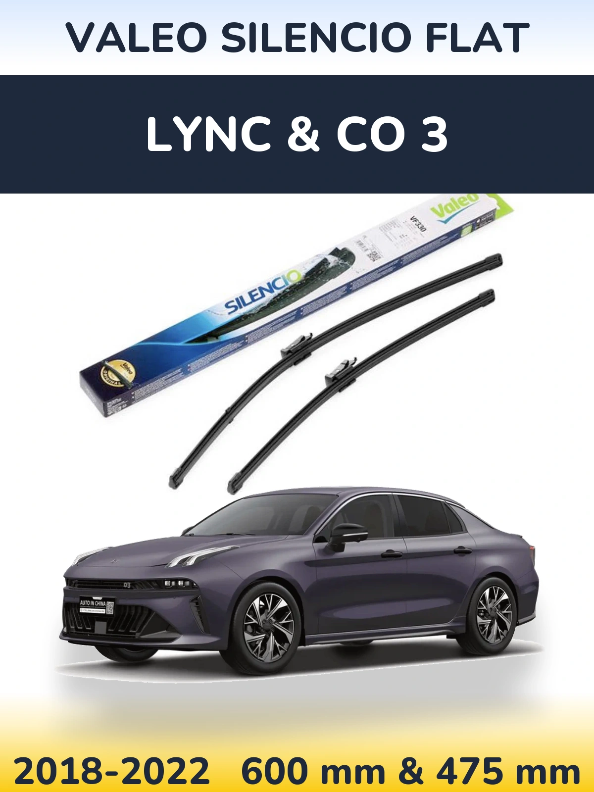 Sada předních stěračů Valeo Silencio Flat 600 a 475 mm pro Lync & Co 3 2018-2022