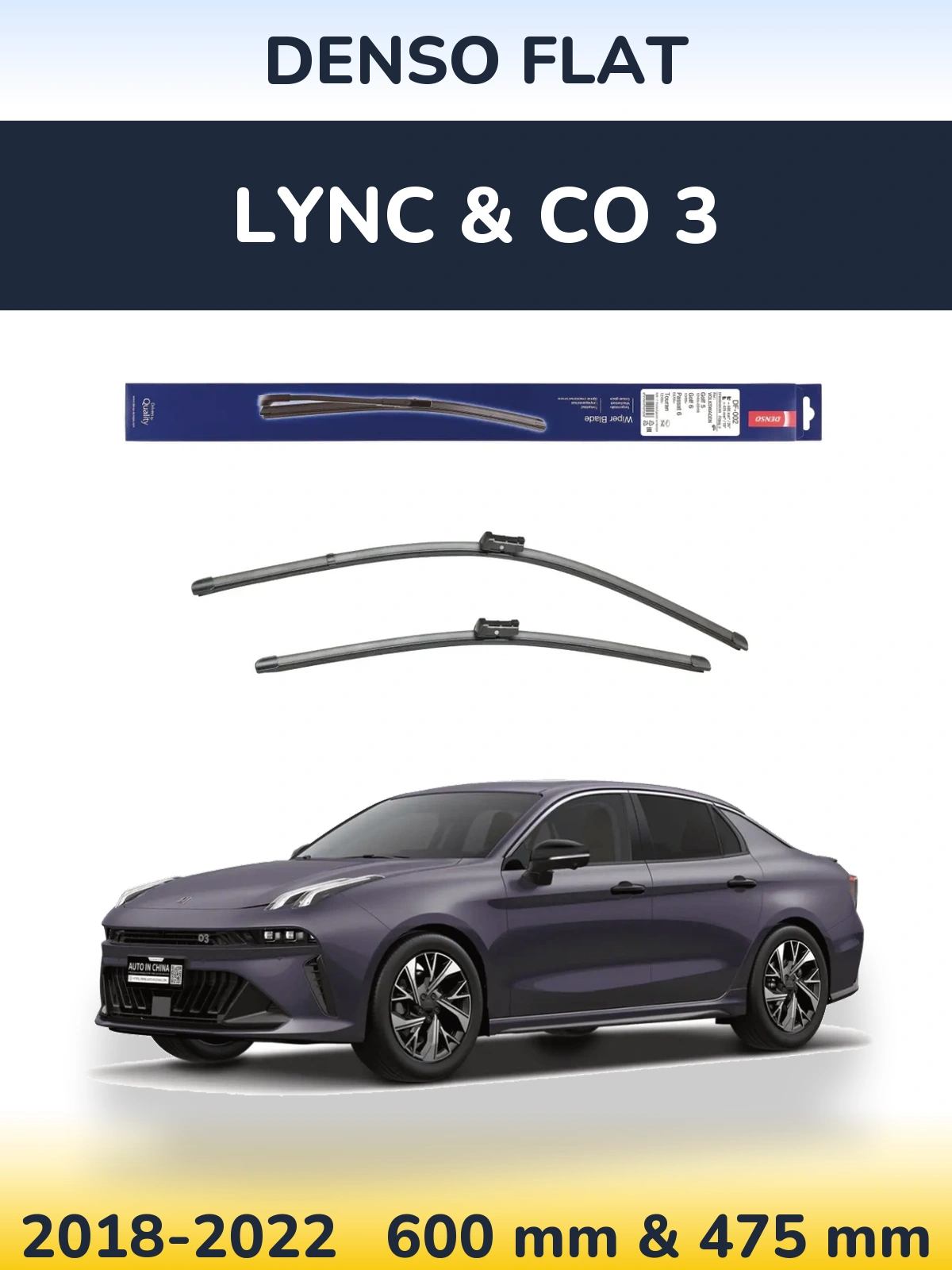 Sada předních stěračů Denso Flat 600 a 475 mm pro Lync & Co 3 2018-2022