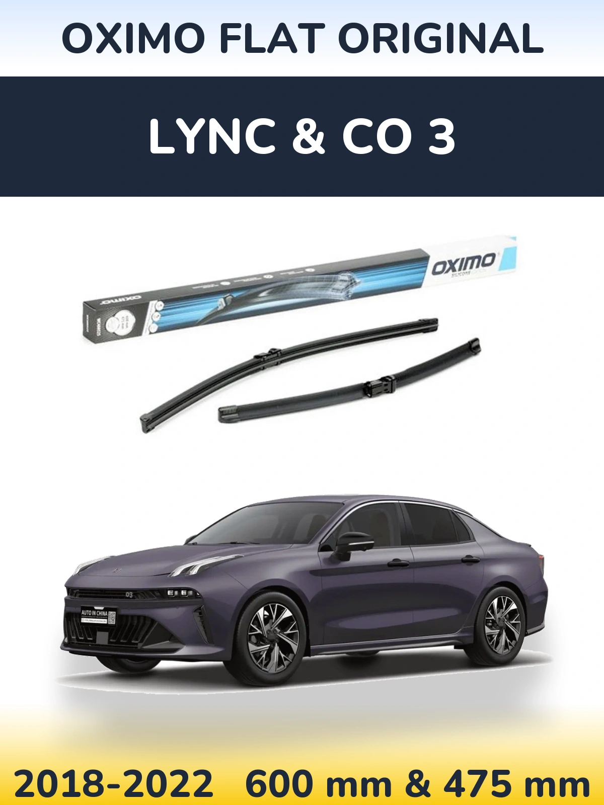 Sada předních stěračů Oximo Flat Original 600 a 475 mm pro Lync & Co 3 2018-2022
