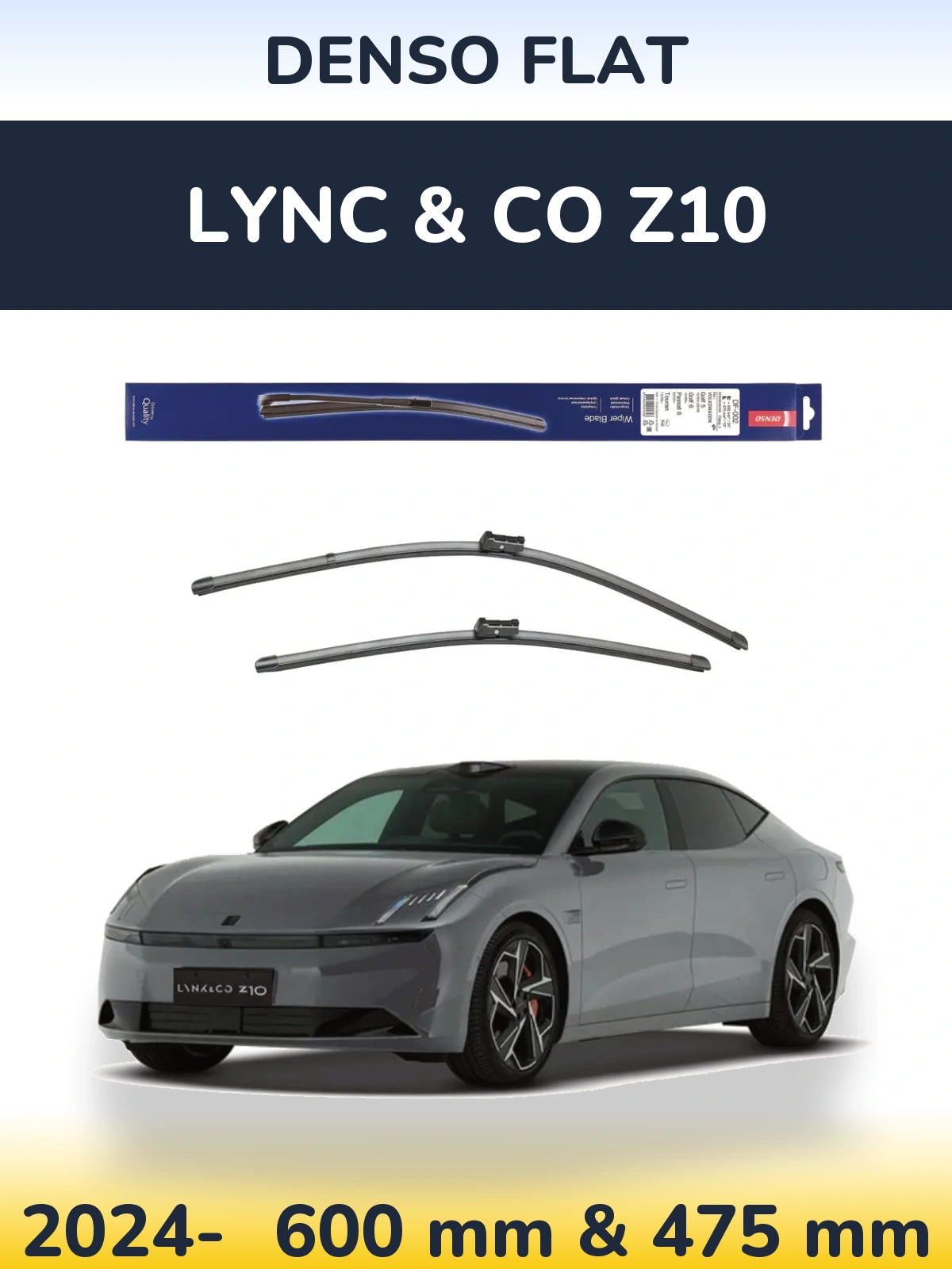 Sada předních stěračů Denso Flat 600 a 475 mm pro Lync & Co Z10 2024-2026