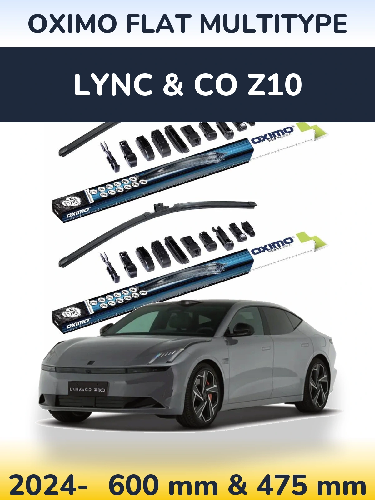 Sada předních stěračů Oximo Flat MultiType 600 a 475 mm pro Lync & Co Z10 2024-2026