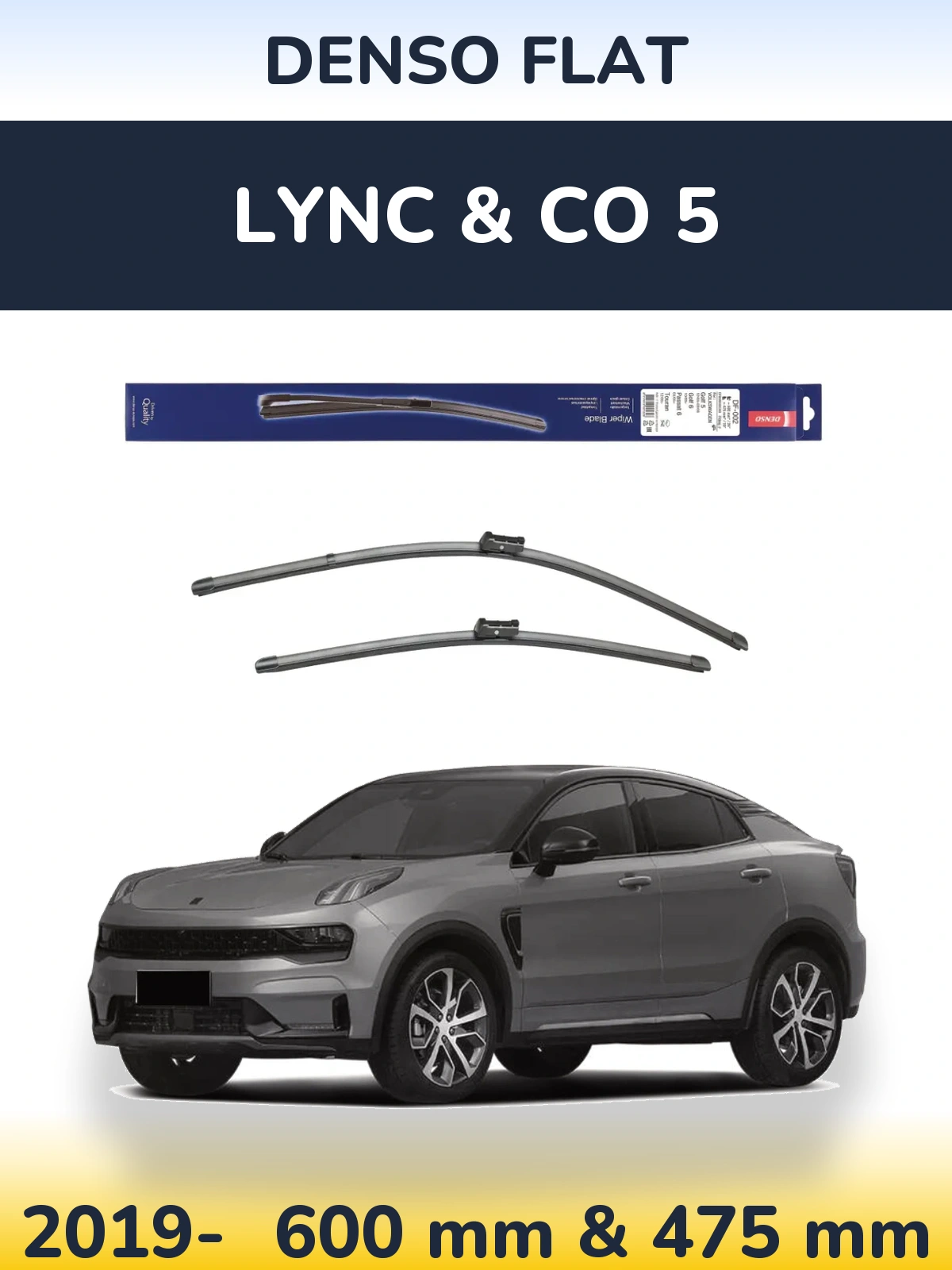 Комплект передніх щіток Denso Flat 600 & 475 мм для Lync & Co 5 2019-2026